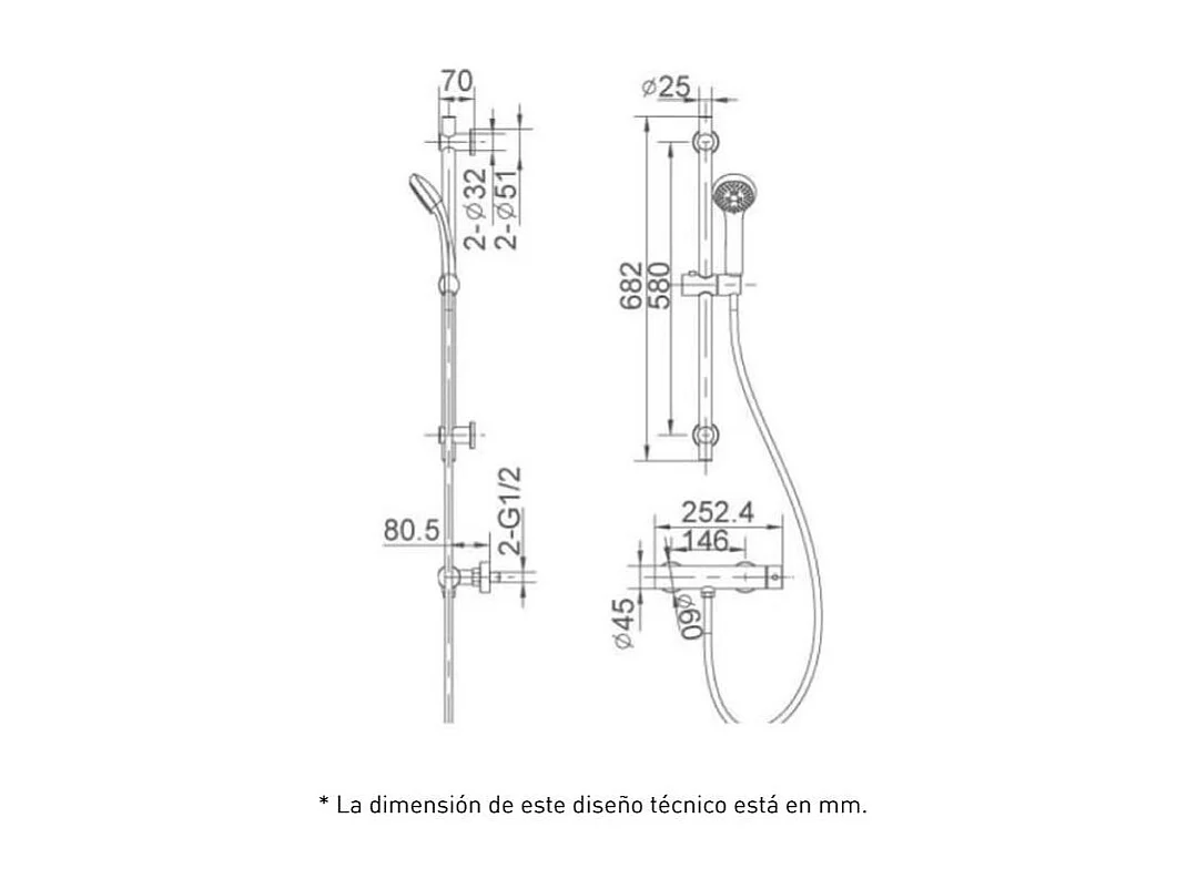 Thermostatische Duschsäule MELBA chrom Ø 25 cm