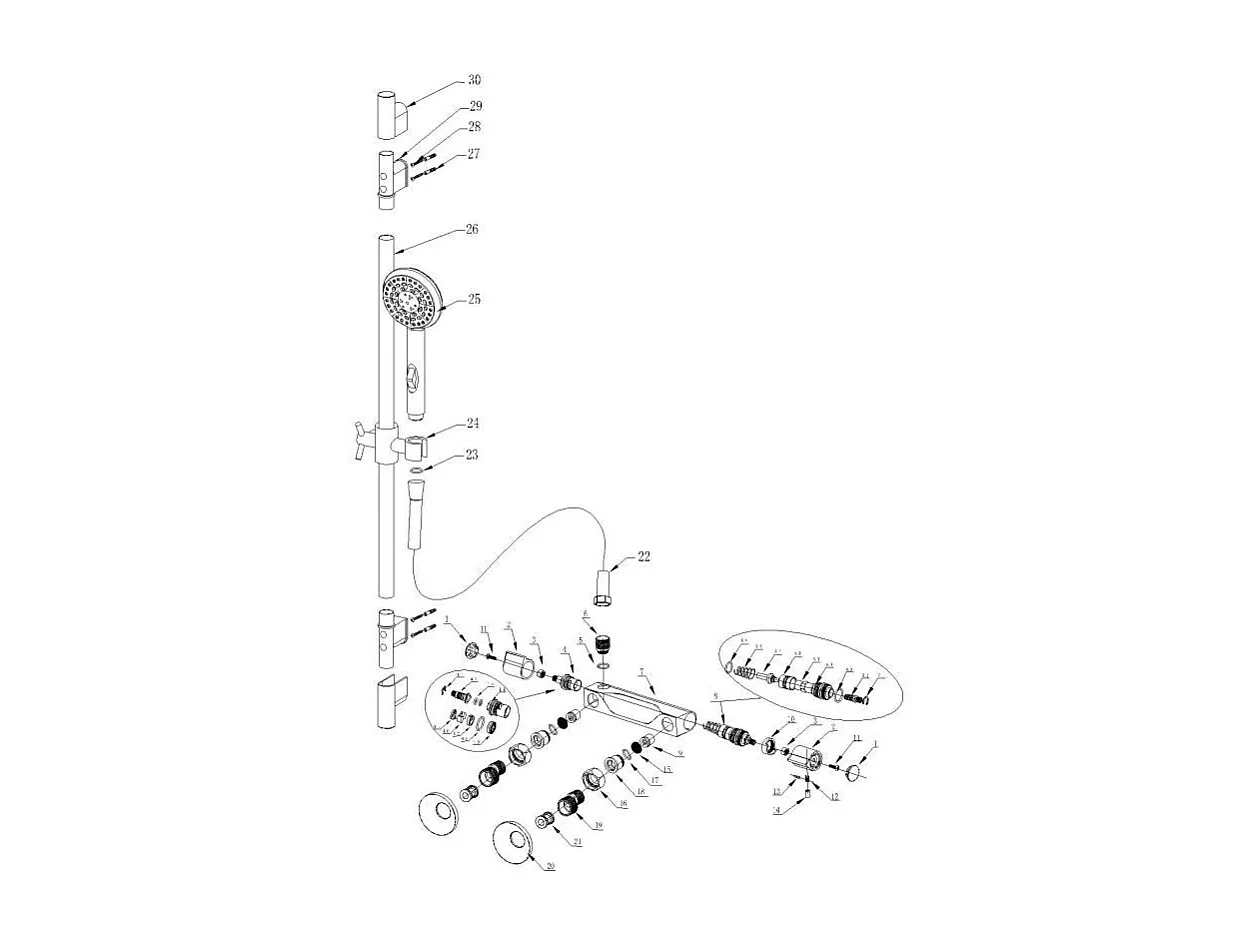Thermostatische Duschsäule MELBA chrom Ø 25 cm