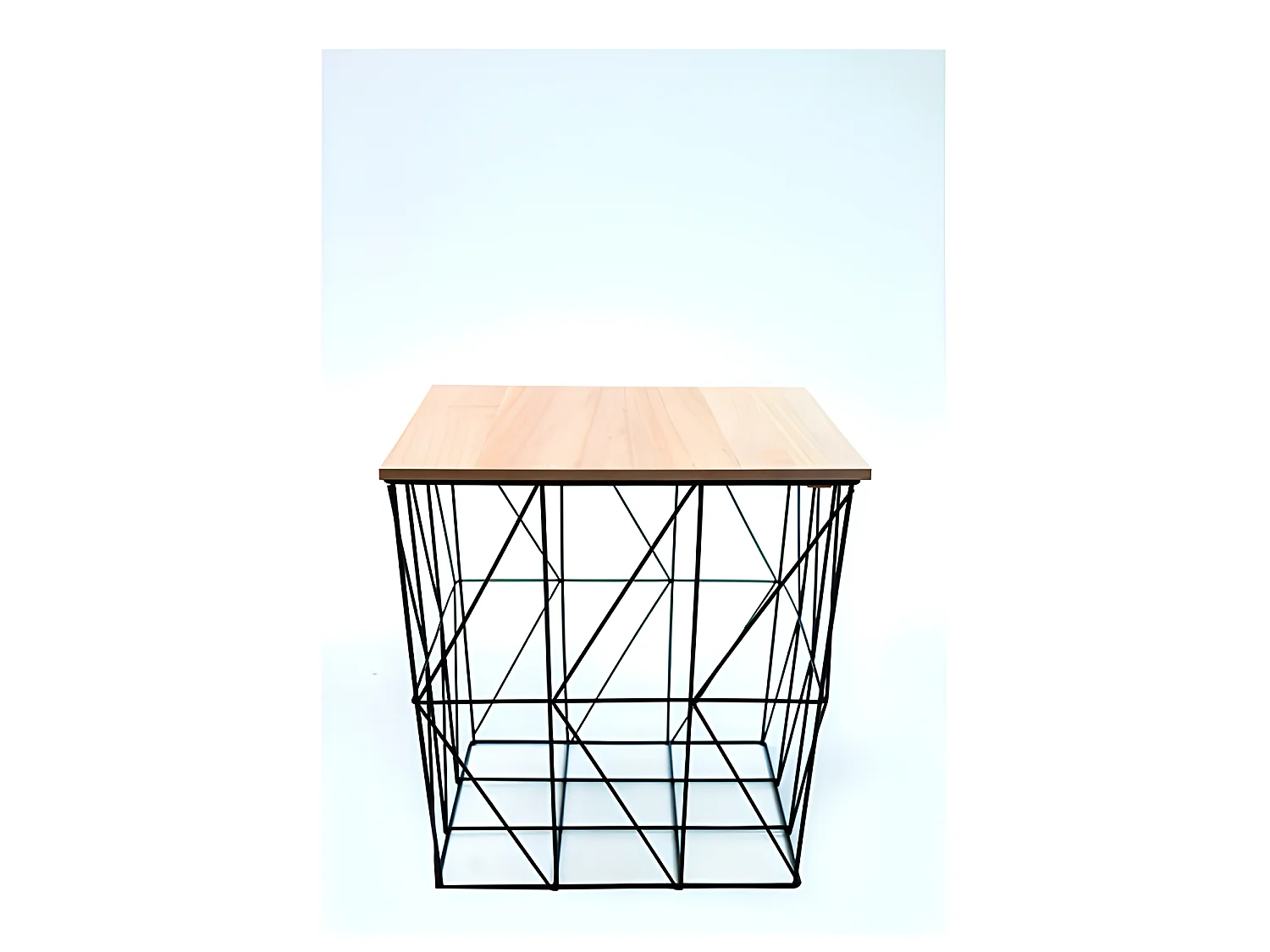 Lot De 3 Table D'appoint Gigogne Forme Cage Métal Industriel Avec Rangements S/m/l