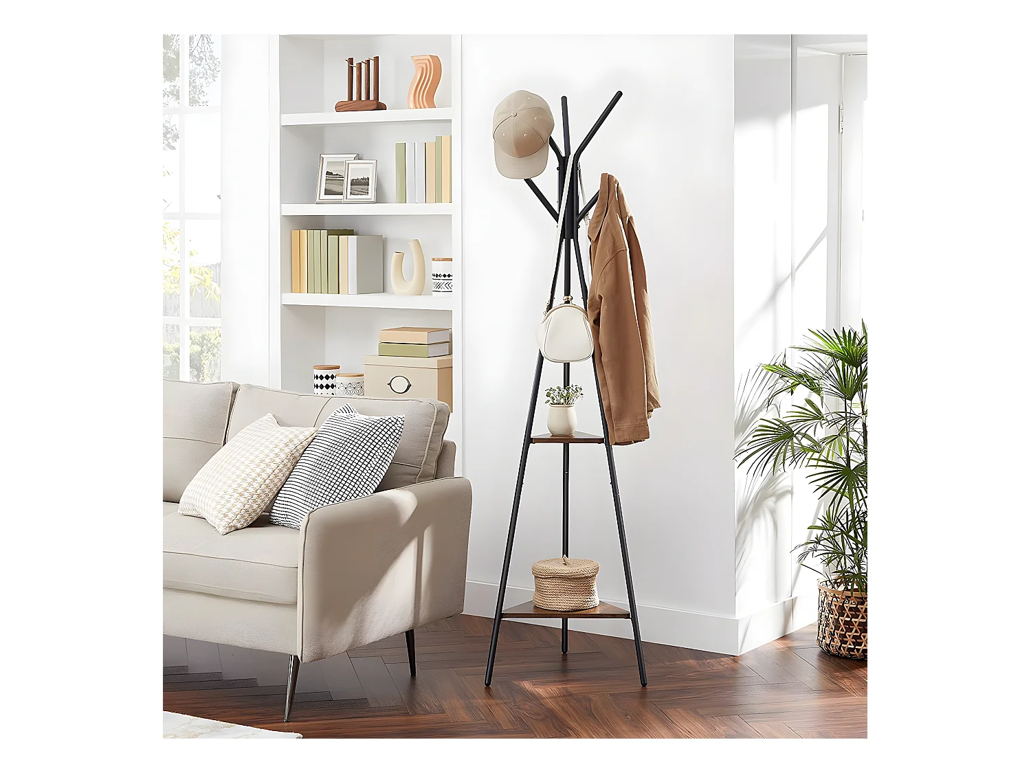 Kapstok op poten met 2 planken - H 179 cm