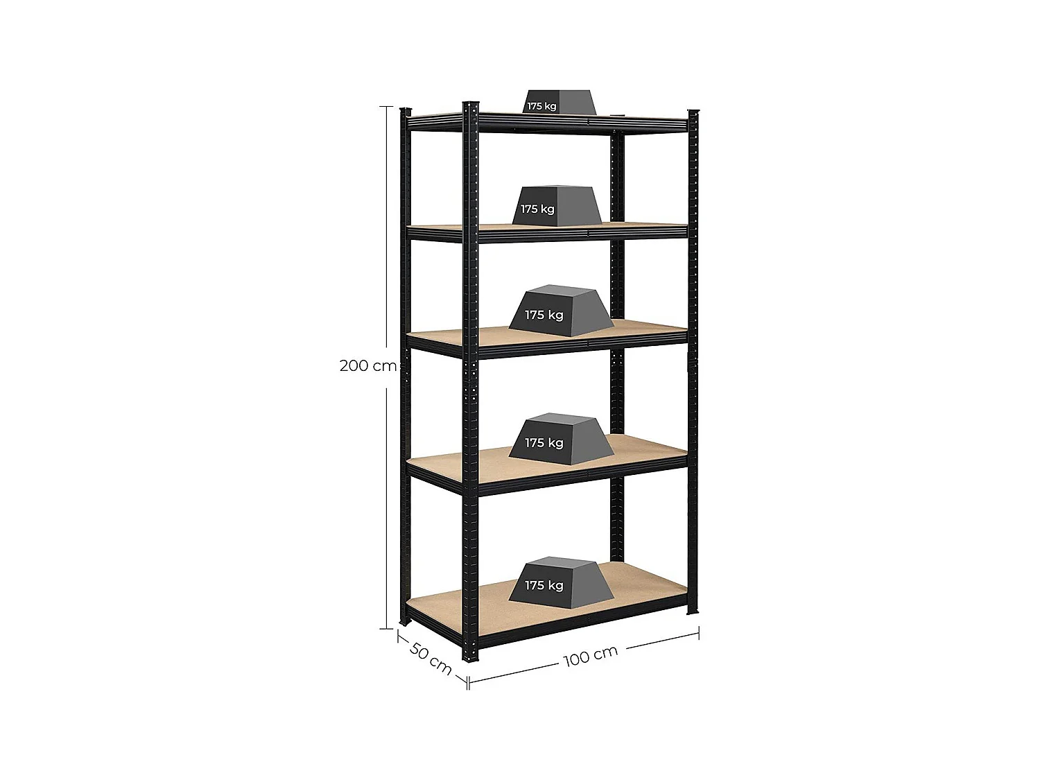 Plank met 5 verstelbare niveaus voor zware belasting - H200 cm