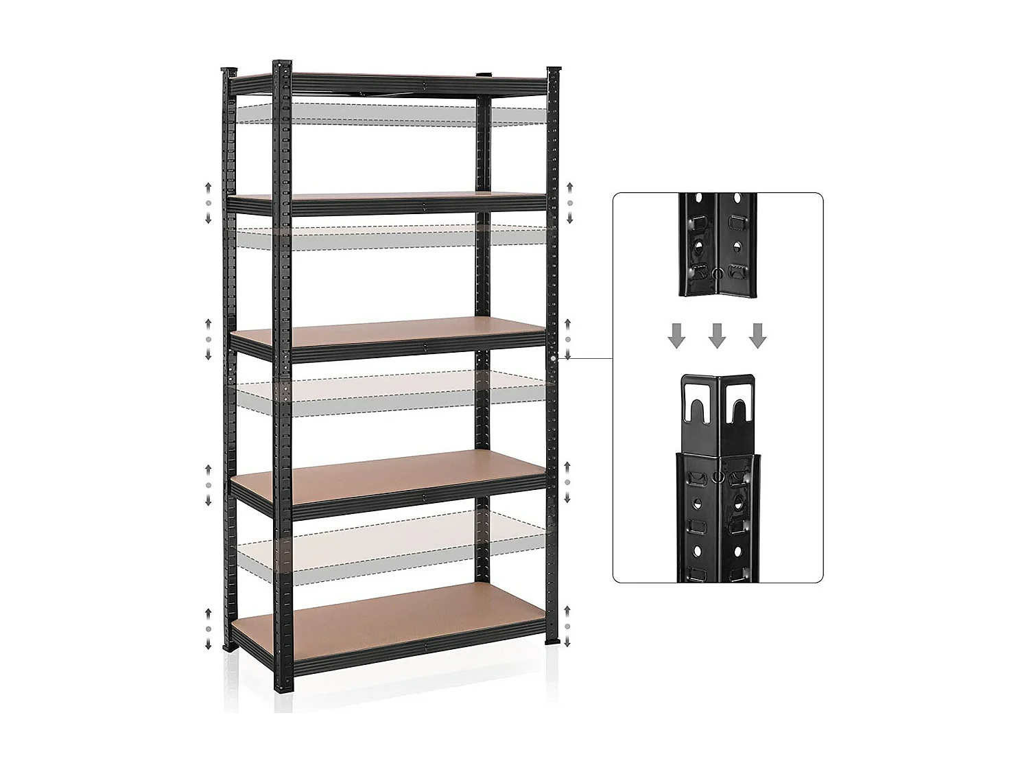 Estantería de 5 niveles ajustables para carga pesada - H200 cm