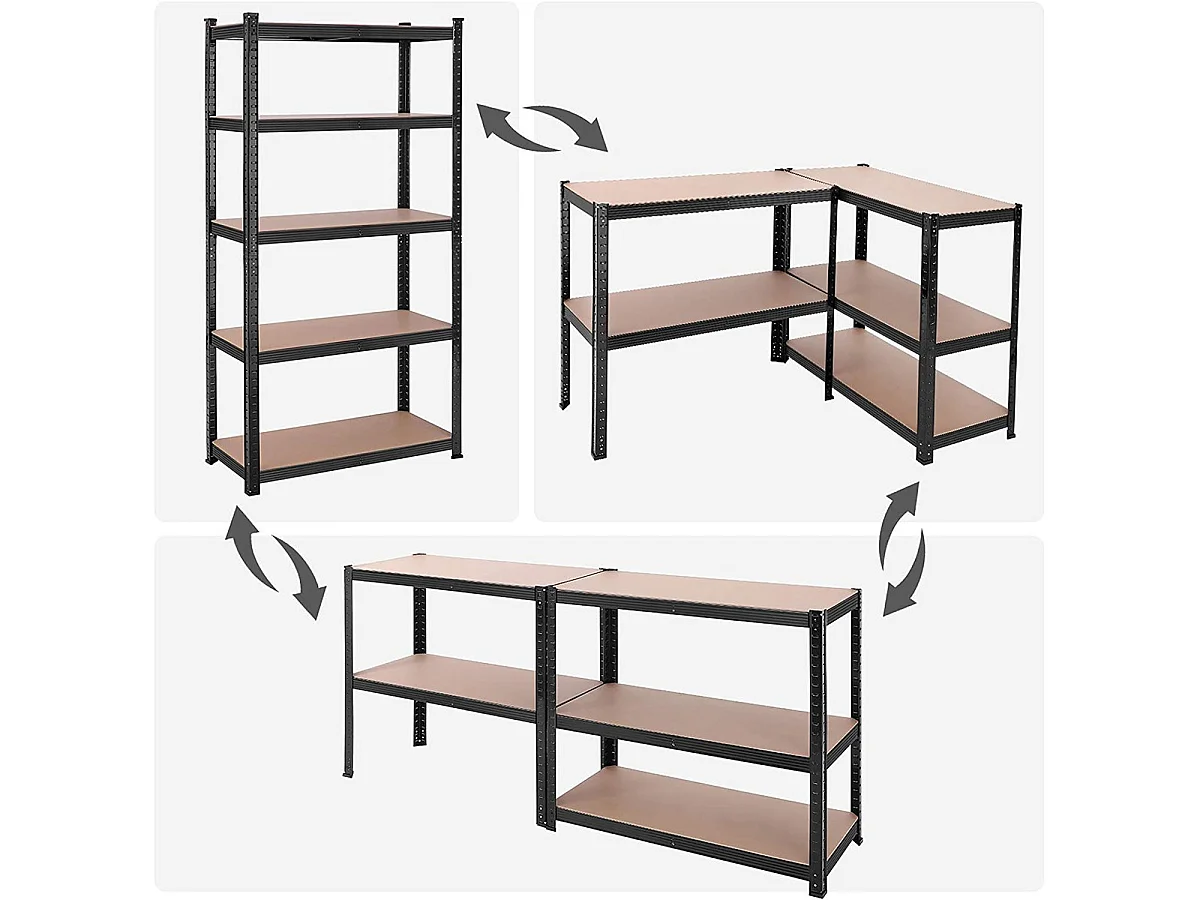 Étagère à 5 niveaux réglables pour charge lourde - H200 cm