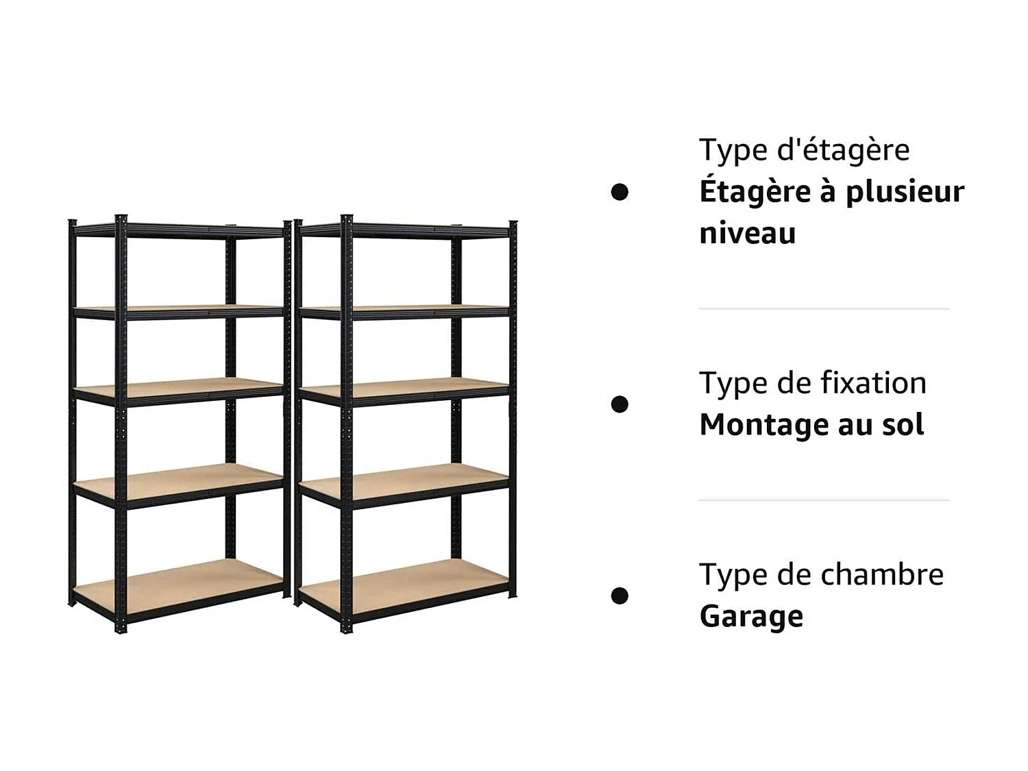 Étagère à 5 niveaux réglables pour charge lourde - H200 cm