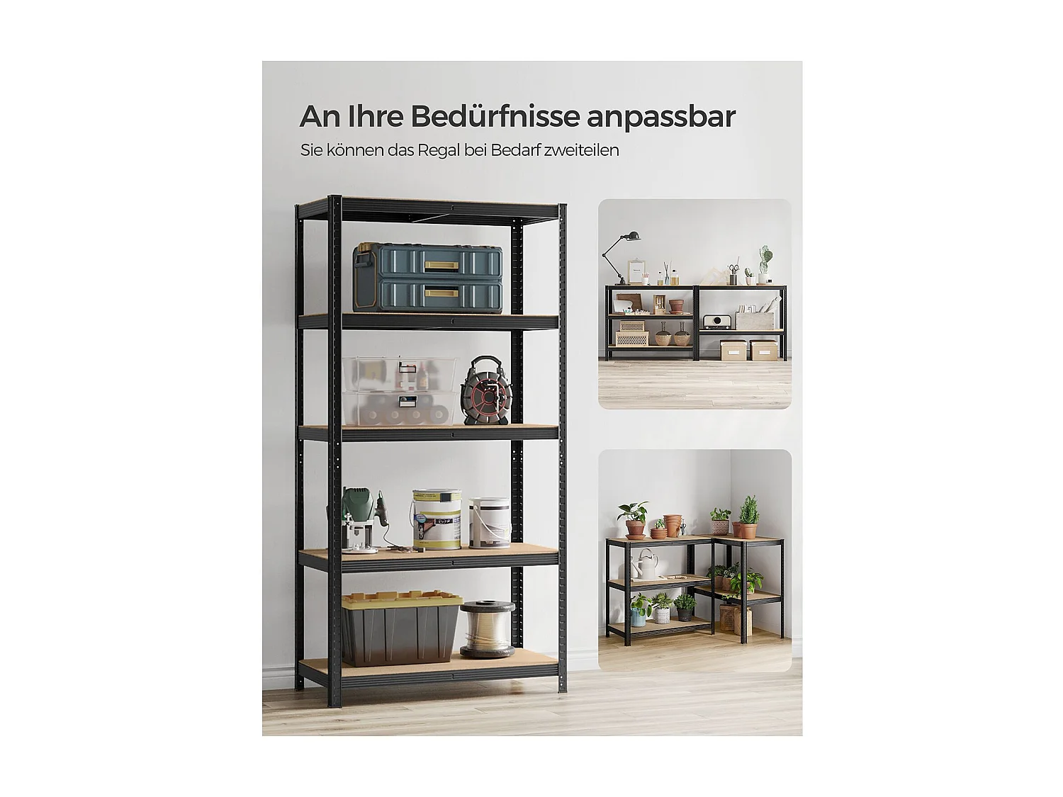 Étagère à 5 niveaux réglables pour charge lourde - H200 cm