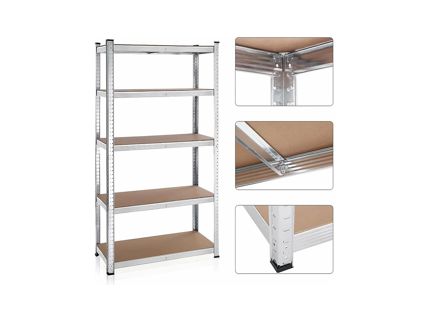 Lote de dos estanterías de 5 niveles con tablas ajustables - H180 cm