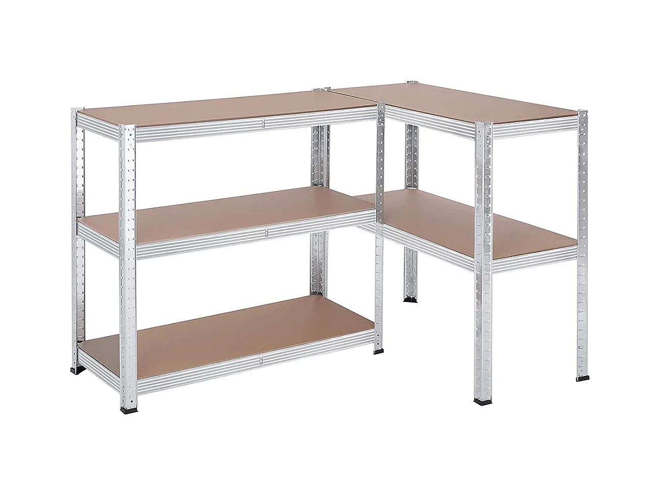 Lote de dos estanterías de 5 niveles con tablas ajustables - H180 cm