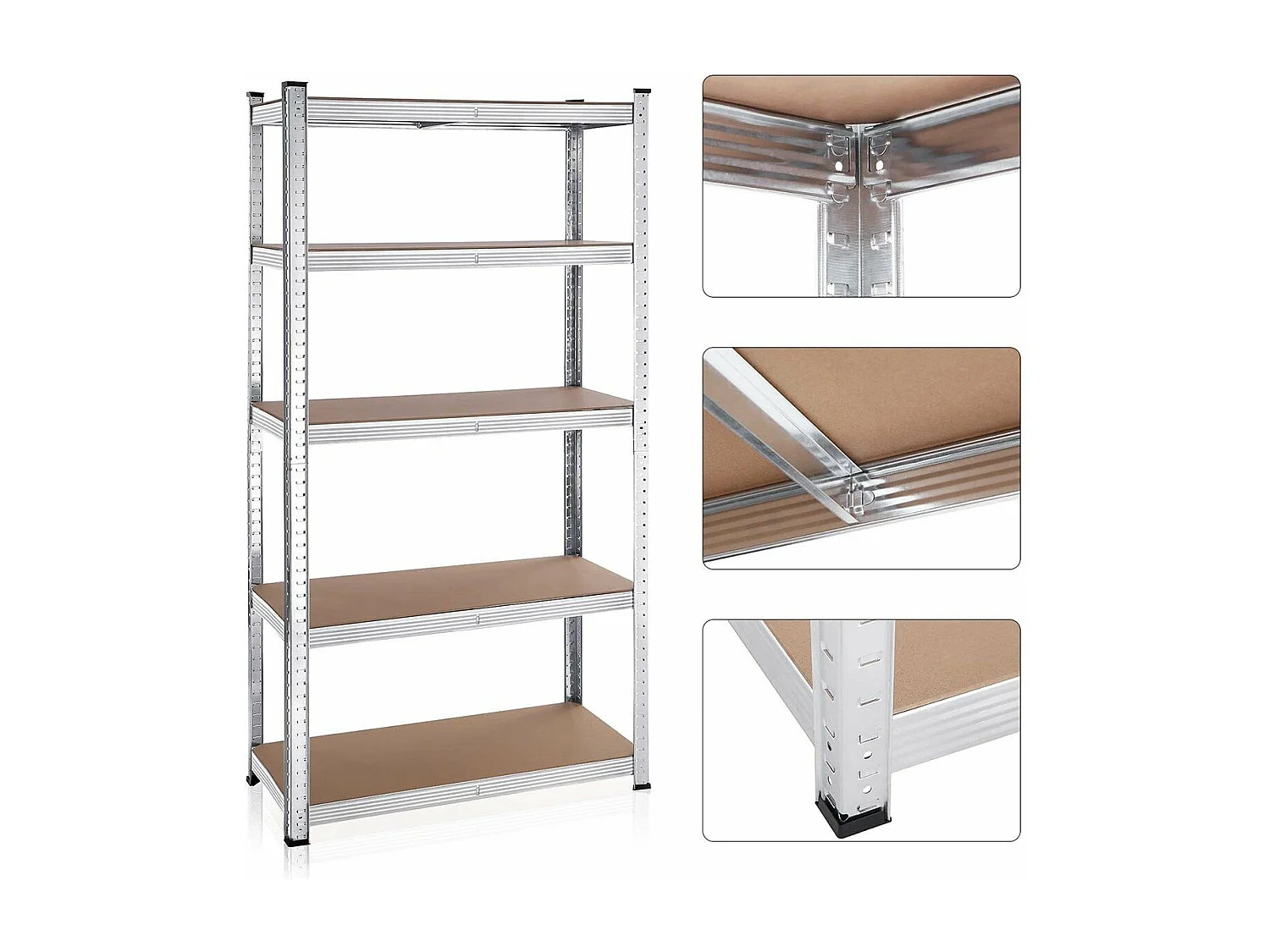 Lot de deux étagères à 5 niveaux avec planches réglables - H180 cm