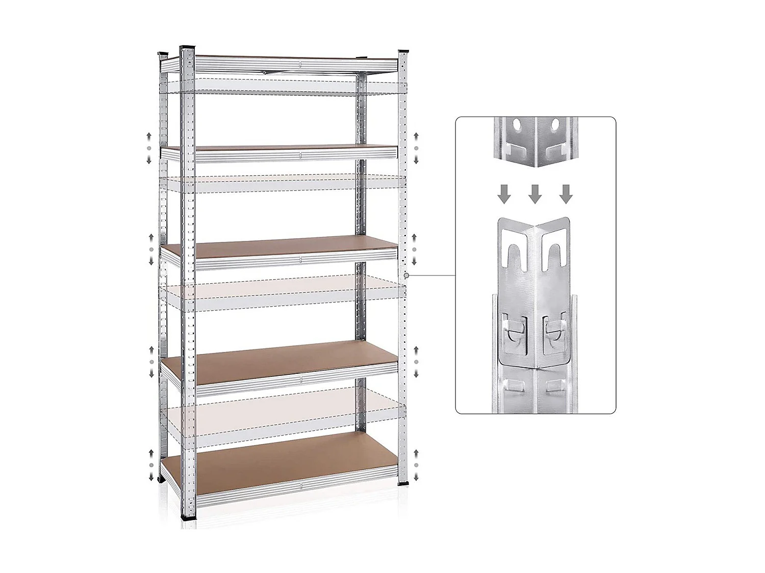 Lot de deux étagères à 5 niveaux avec planches réglables - H180 cm