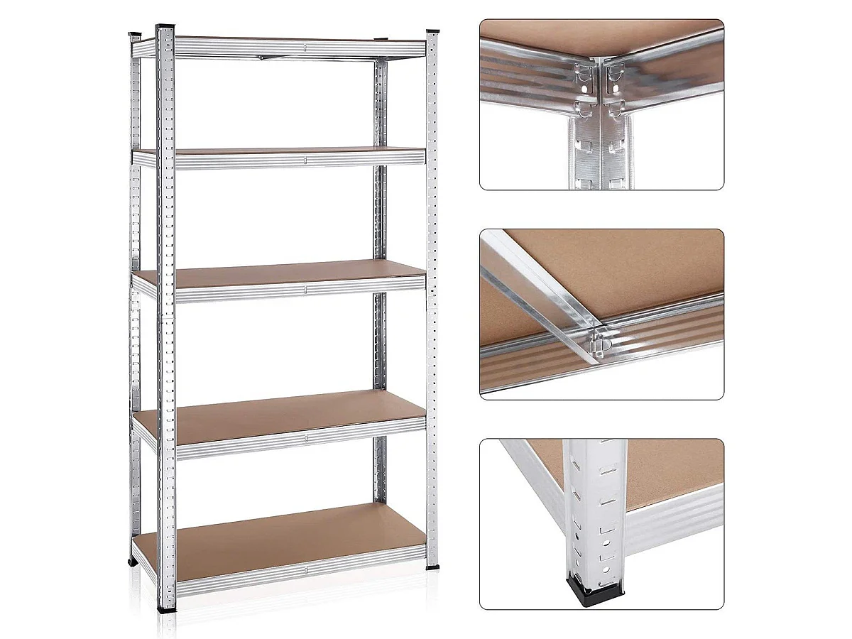 Zestaw dwóch 5-poziomowych półek z regulowanymi deskami - wys. 180 cm