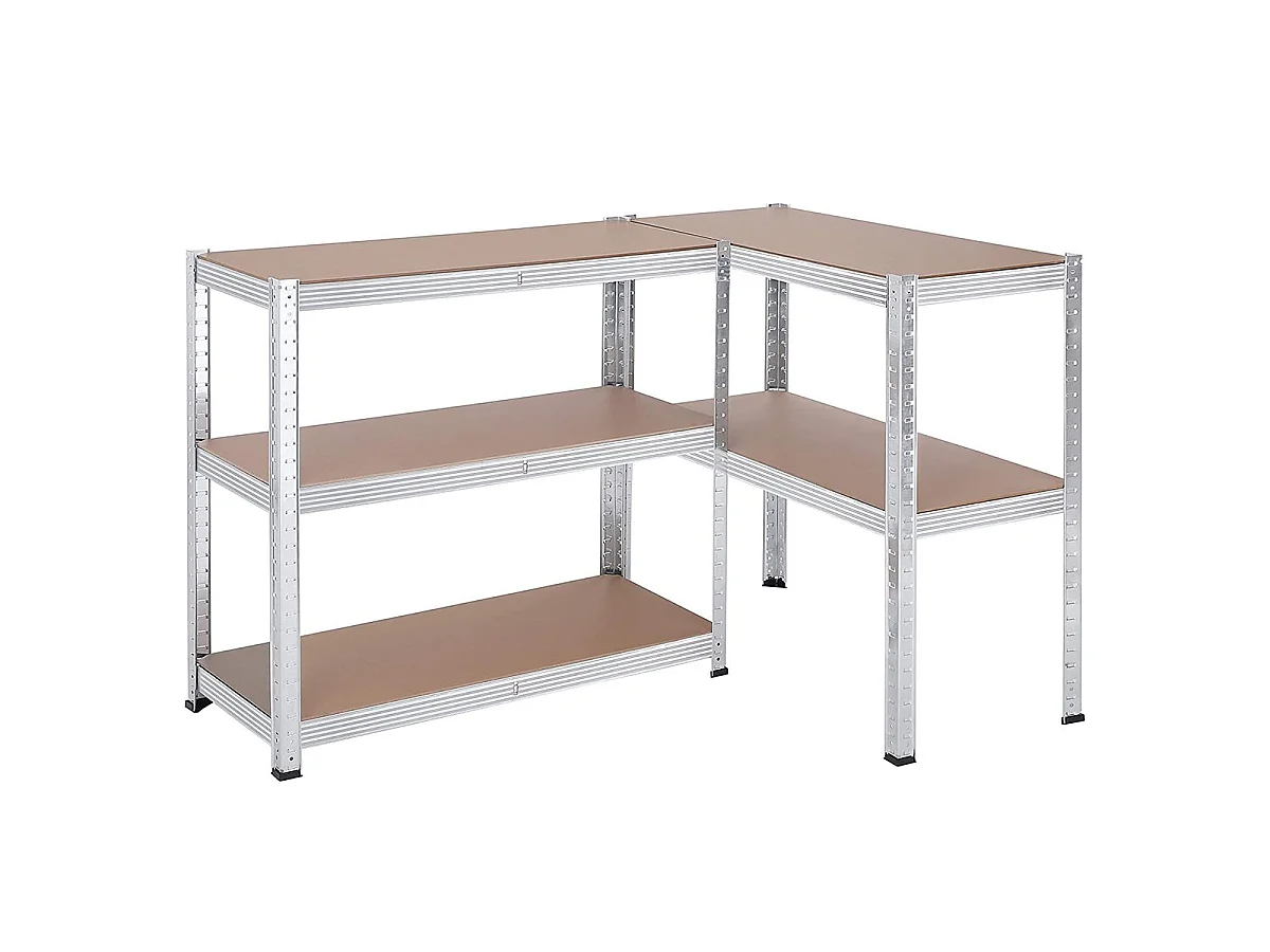 Zestaw dwóch 5-poziomowych półek z regulowanymi deskami - wys. 180 cm