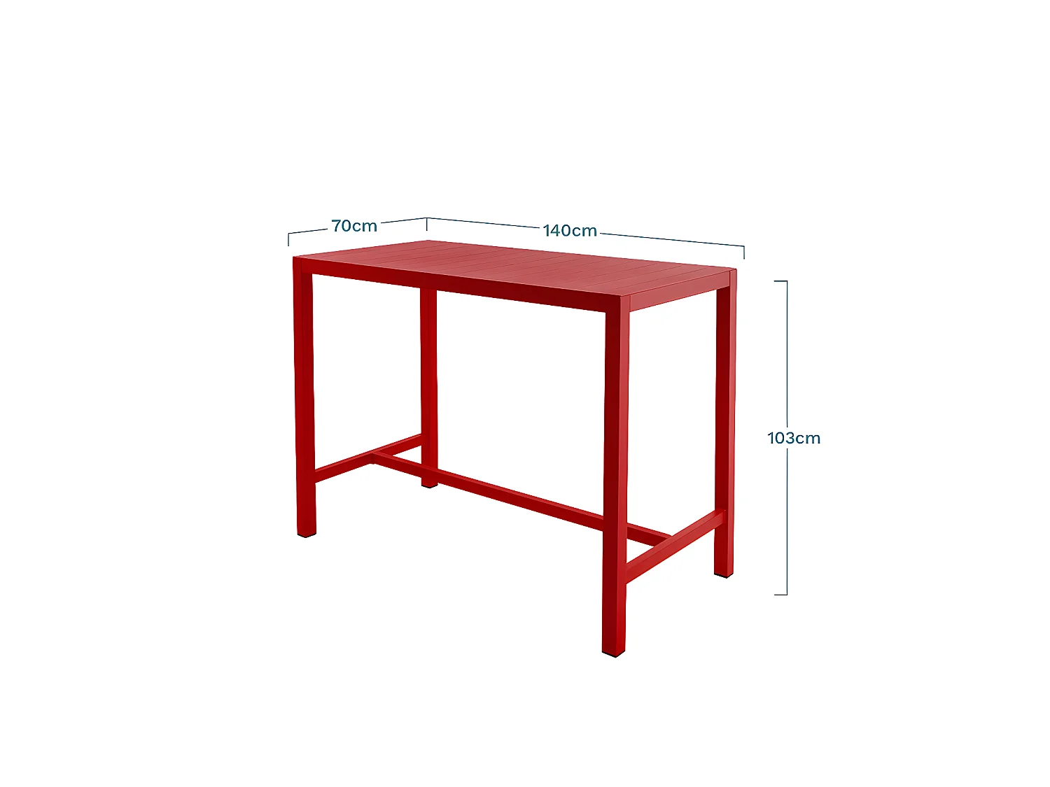 Table De Bar Rectangulaire En Aluminium Coloris Piment