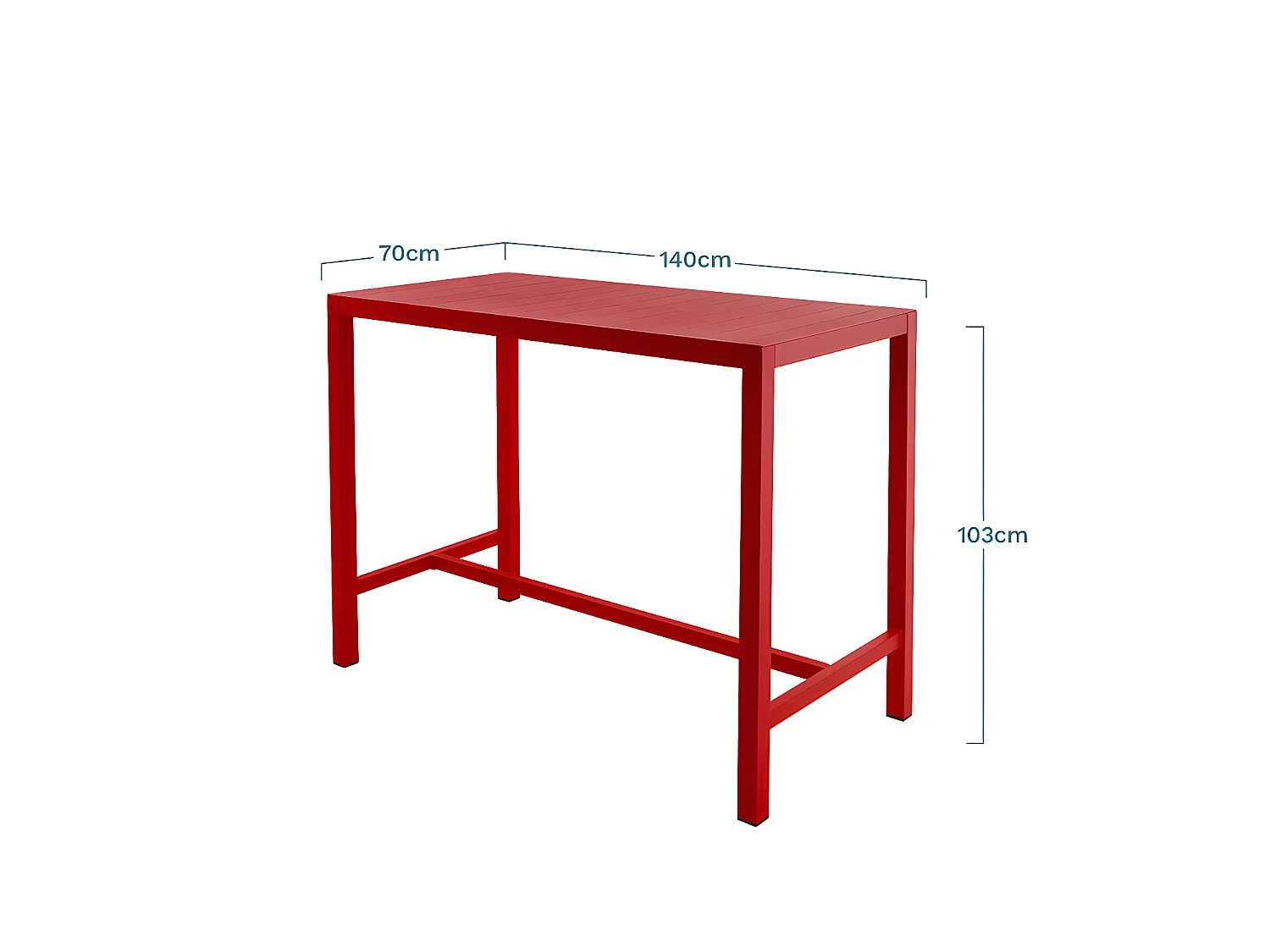 Table De Bar Rectangulaire En Aluminium Coloris Piment