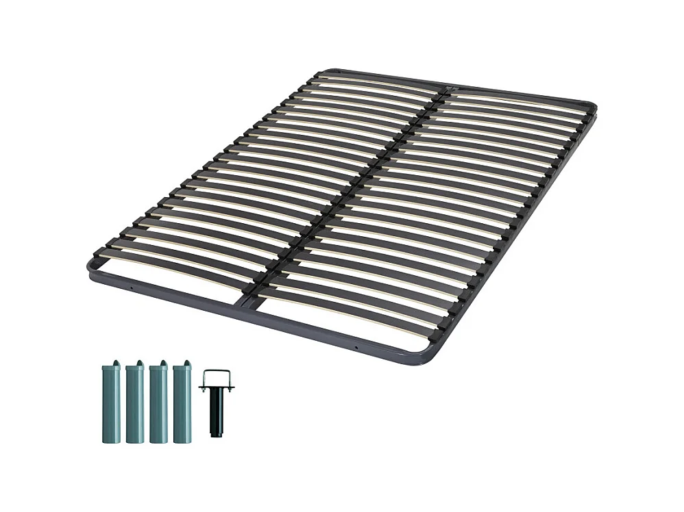 Sommier à lattes + pieds 140x190 C221 - 40 lattes bois - Fabrication française