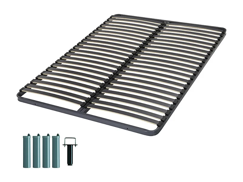 Sommier à lattes + pieds 140x190 C221 - 40 lattes bois - Fabrication française