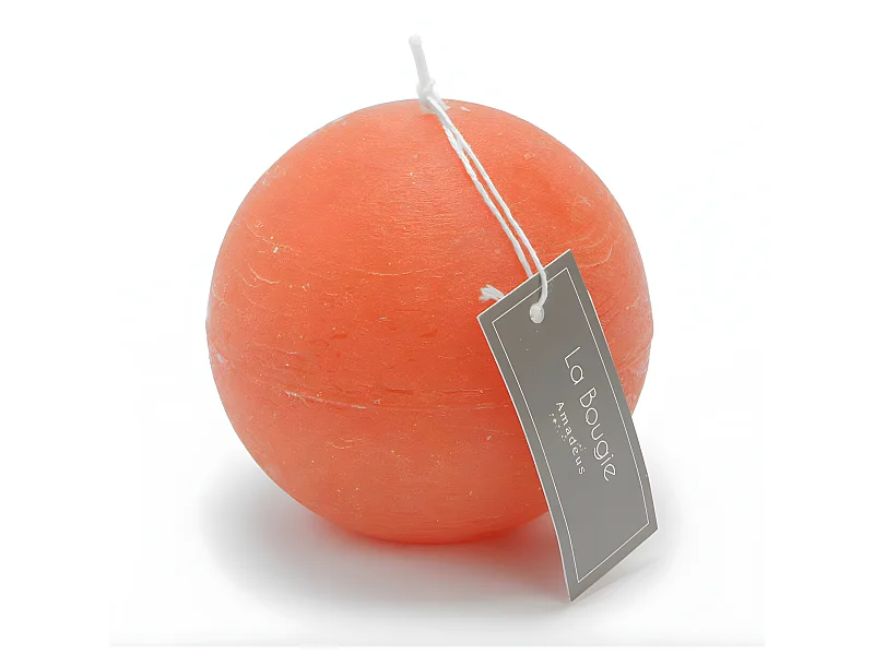 Bougie grande sphère 8 cm orange (lot de 6)