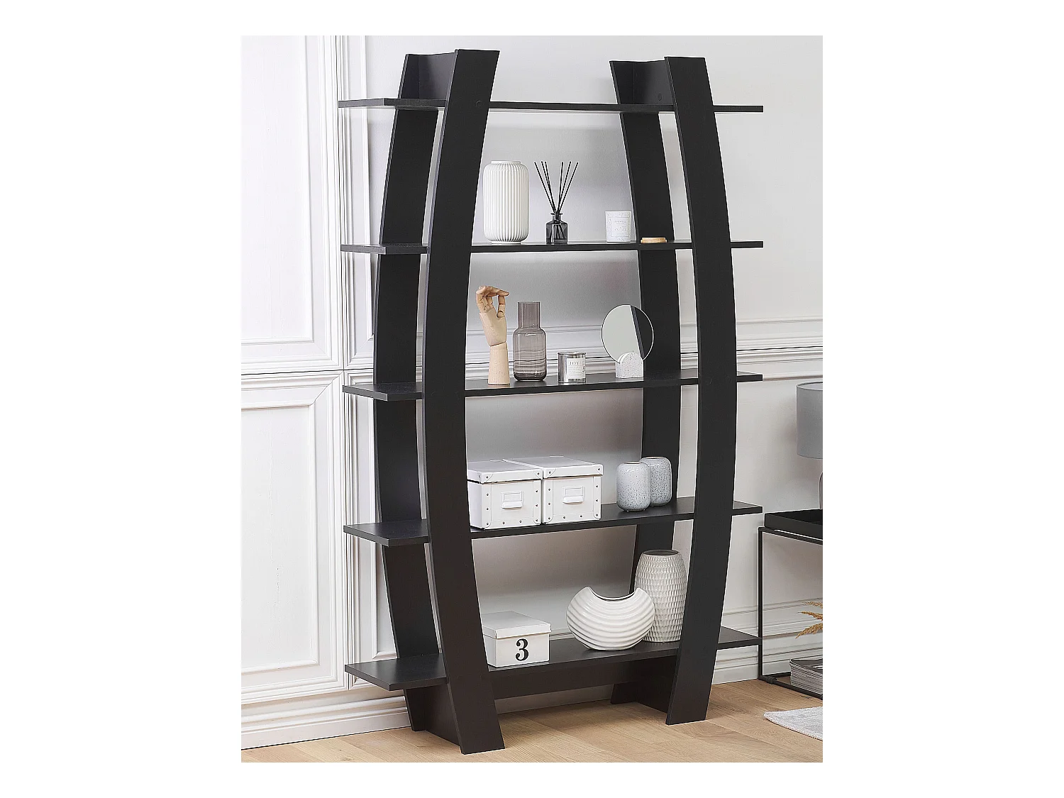 Regal in mattem Schwarz mit 5 belastbaren Regalböden modernes Design Kener