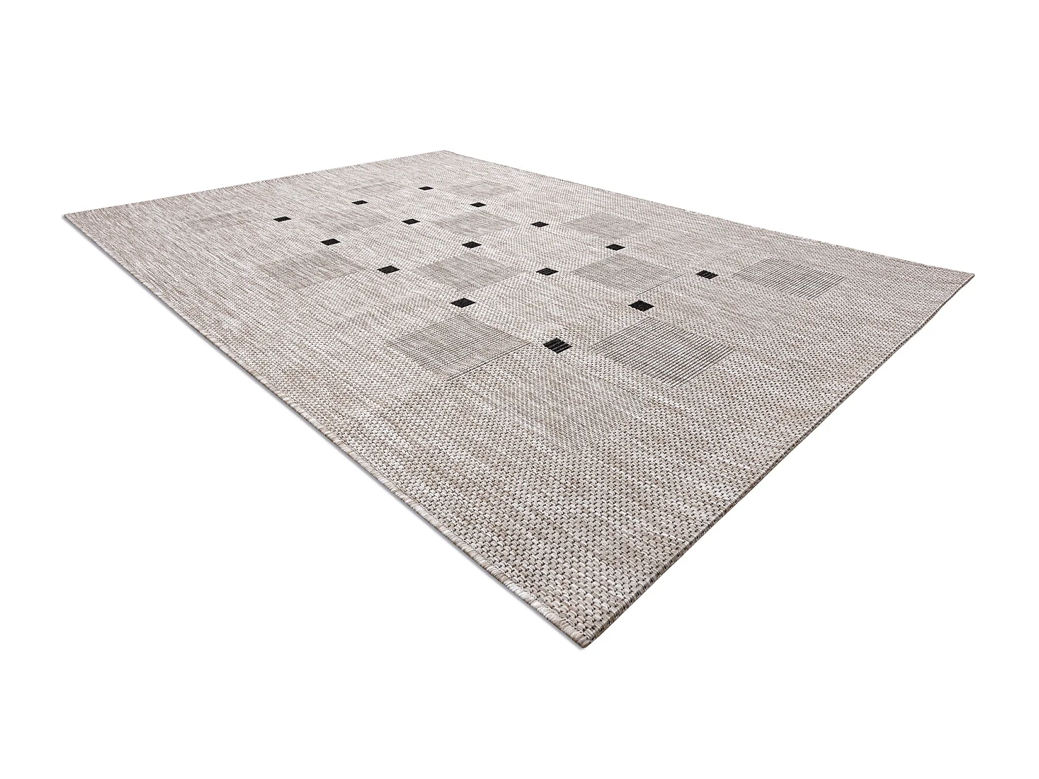 Sisal tapijt SISAL FLOORLUX 20079 BLOEMEN VIERKANTEN zilver / zwartkle 240x330 cm
