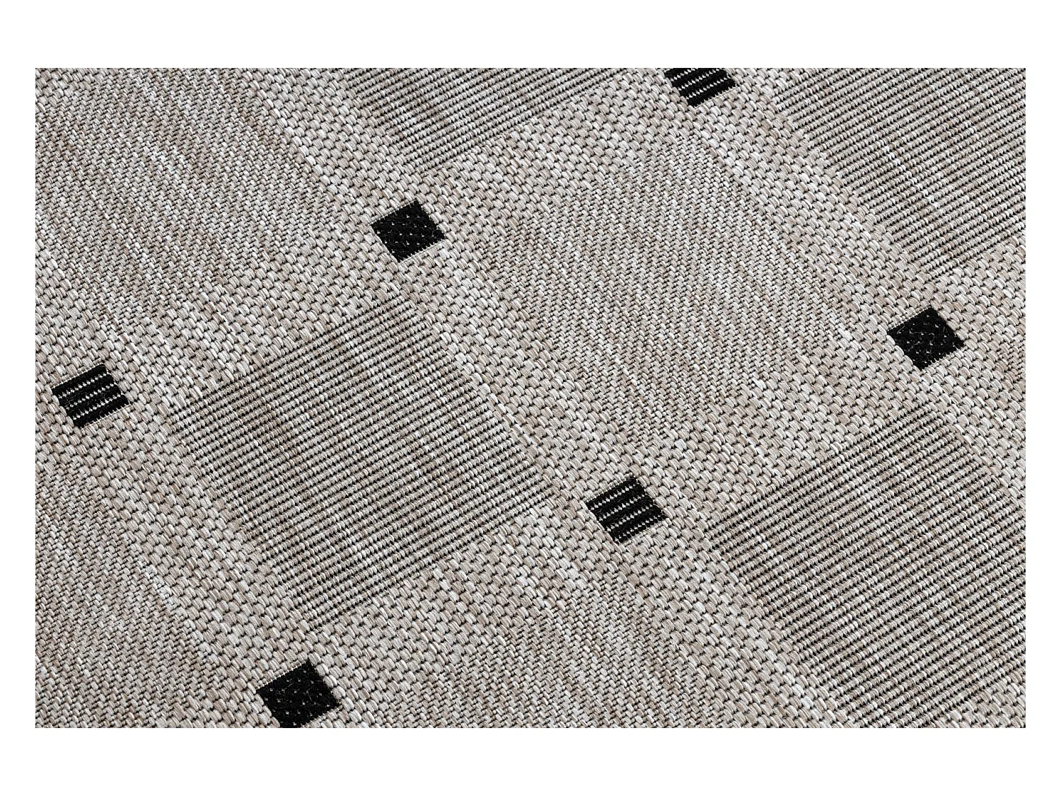 Sisal tapijt SISAL FLOORLUX 20079 BLOEMEN VIERKANTEN zilver / zwartkle 240x330 cm