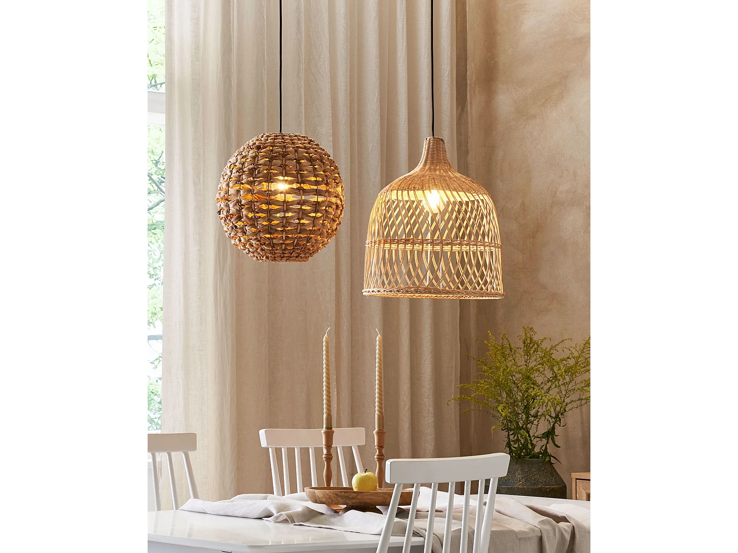 Lampe suspension SIWAZE Corde en papier Marron
