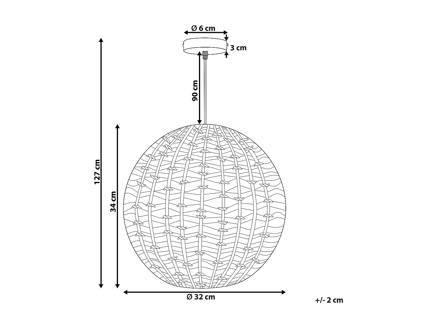 Lampe suspension SIWAZE Corde en papier Marron