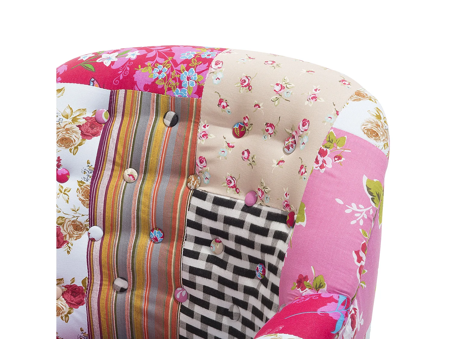 Trendy Sessel Polsterbezug dekorative Füße Patchwork bunt rosa Mandal