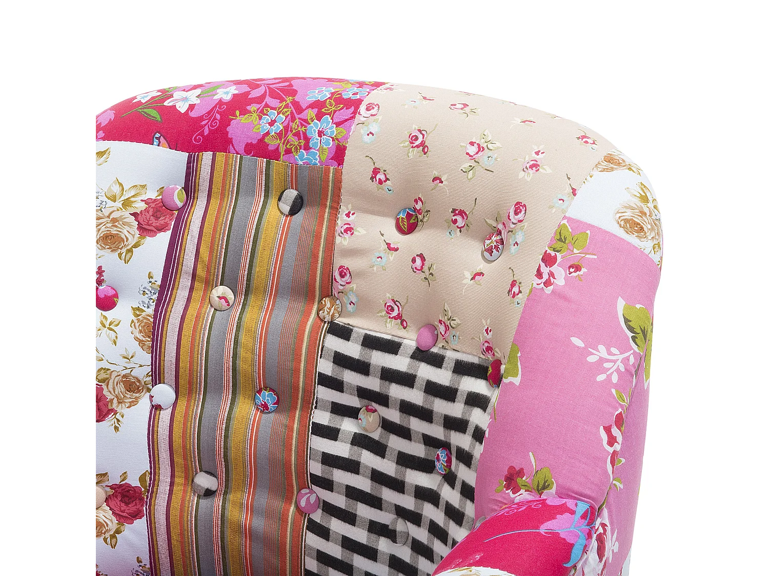 Trendy Sessel Polsterbezug dekorative Füße Patchwork bunt rosa Mandal