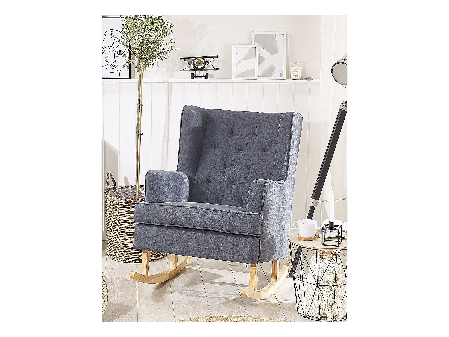 Poltrona a dondolo TRONDHEIM Tessuto Grigio scuro