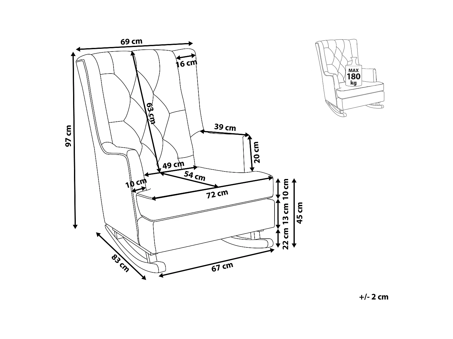 Poltrona a dondolo TRONDHEIM Tessuto Grigio scuro