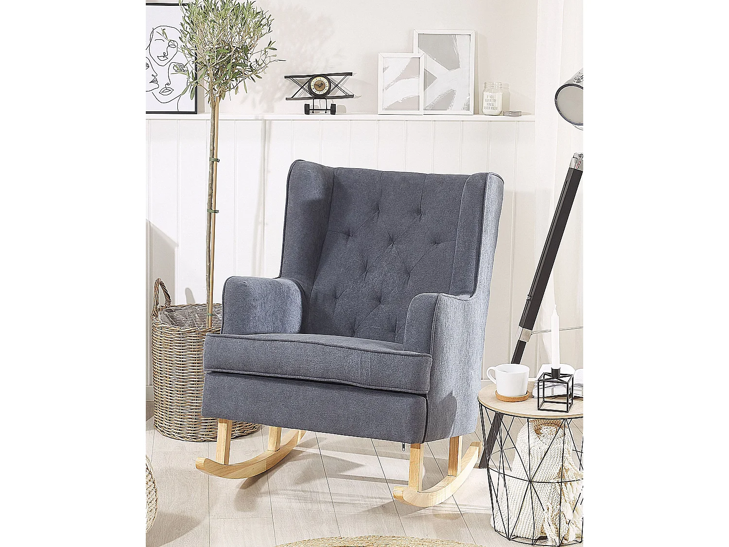 Fauteuil à bascule TRONDHEIM Tissu Gris foncé