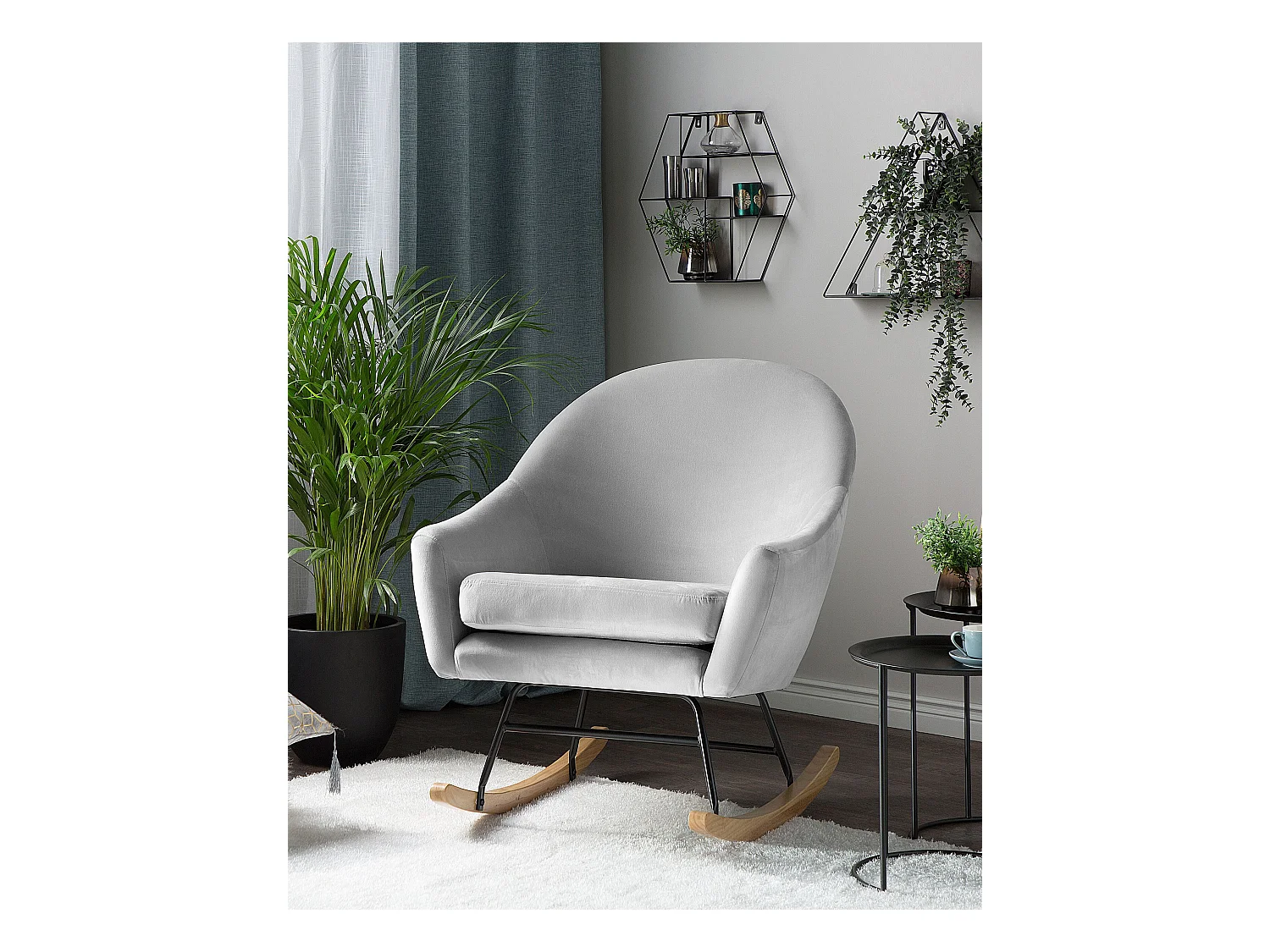 Moderner Schaukelsessel Samtstoff hellgrau Oxie