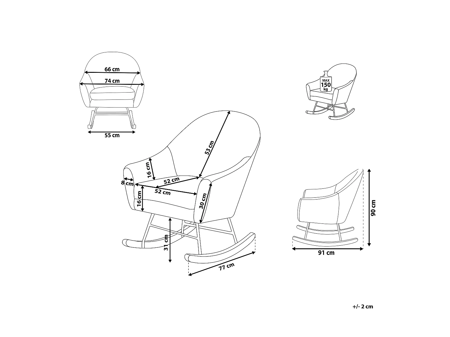 Moderner Schaukelsessel Samtstoff hellgrau Oxie