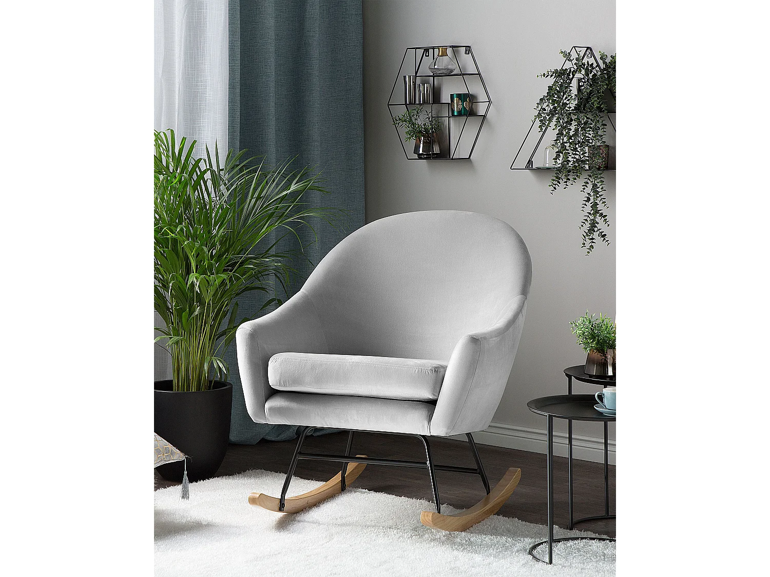 Schommelstoel OXIE Fluweel Lichtgrijs