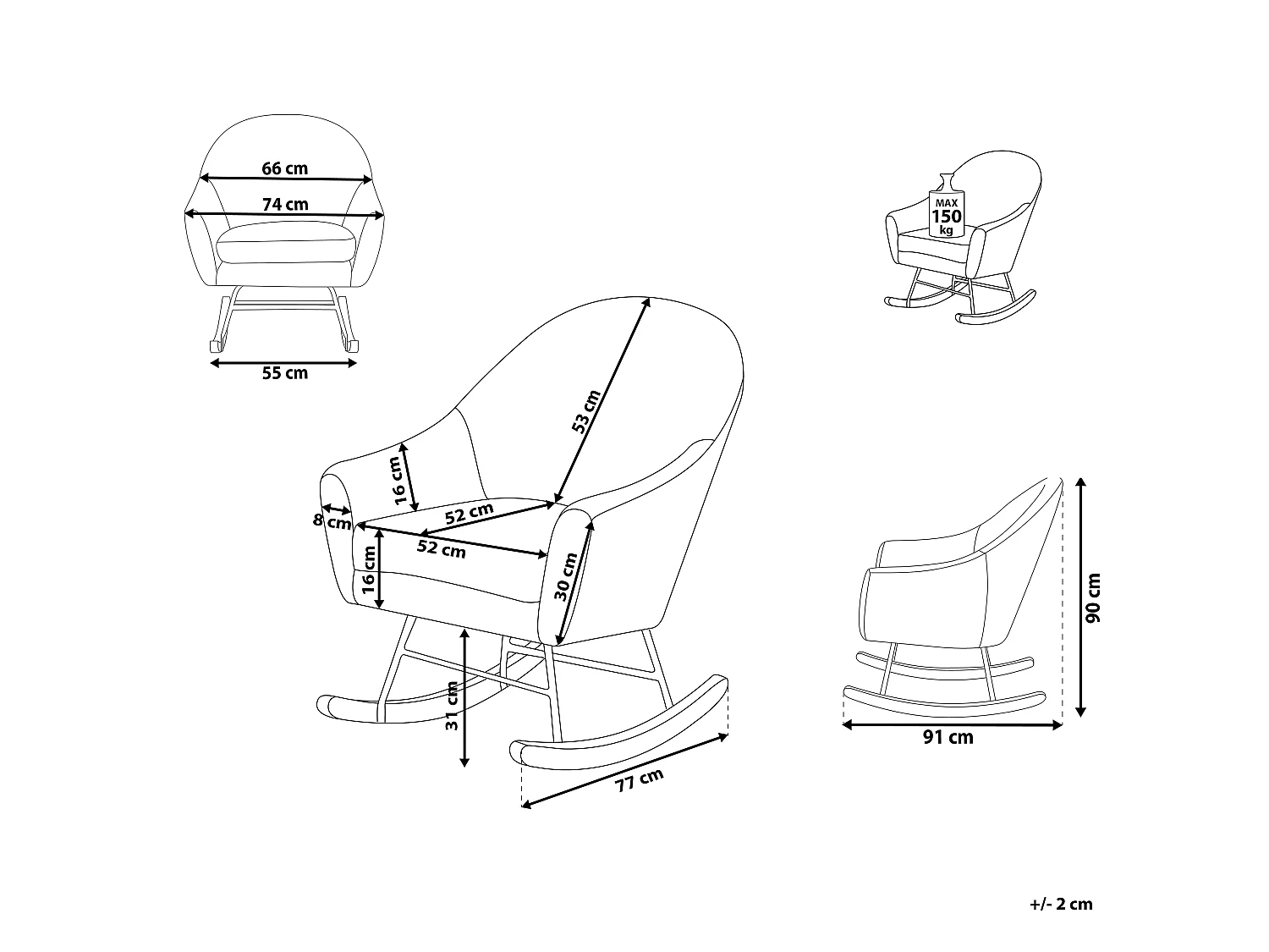Moderner Schaukelsessel Samtstoff rosa Oxie