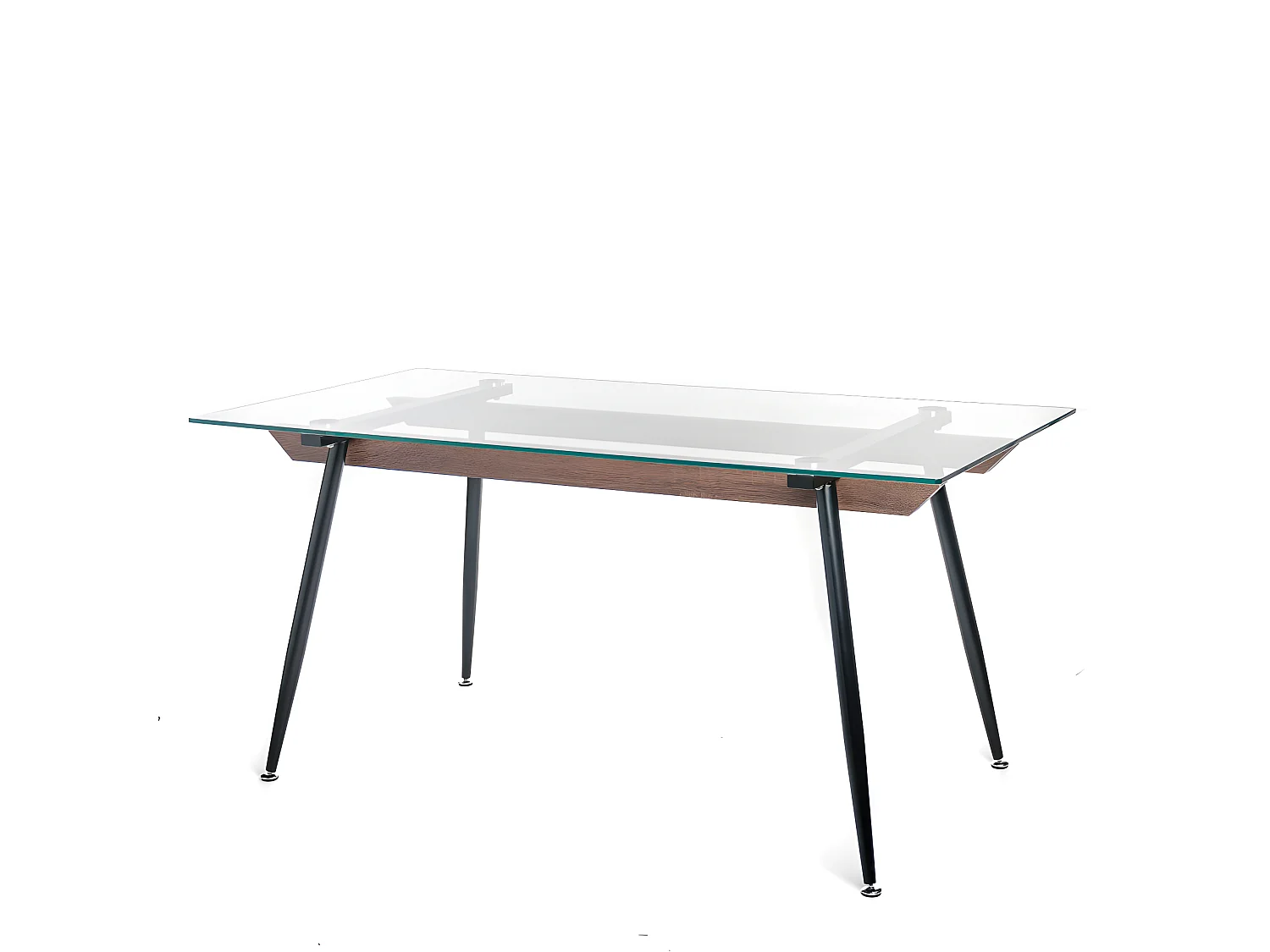 Table à Manger 6 Personnes Structure en métal et Bois avec Plateau en Verre 160x80x75CM