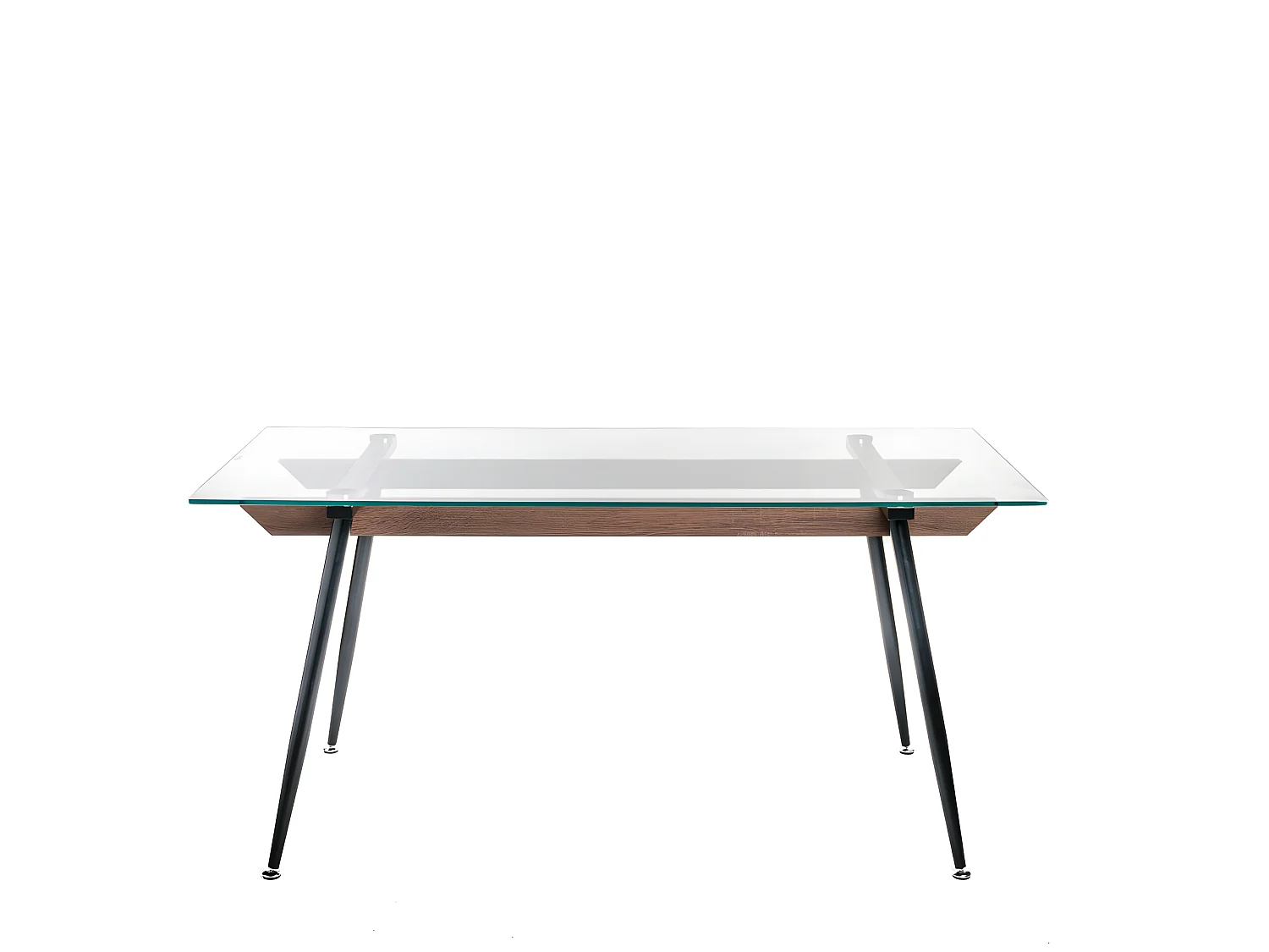 Table à Manger 6 Personnes Structure en métal et Bois avec Plateau en Verre 160x80x75CM