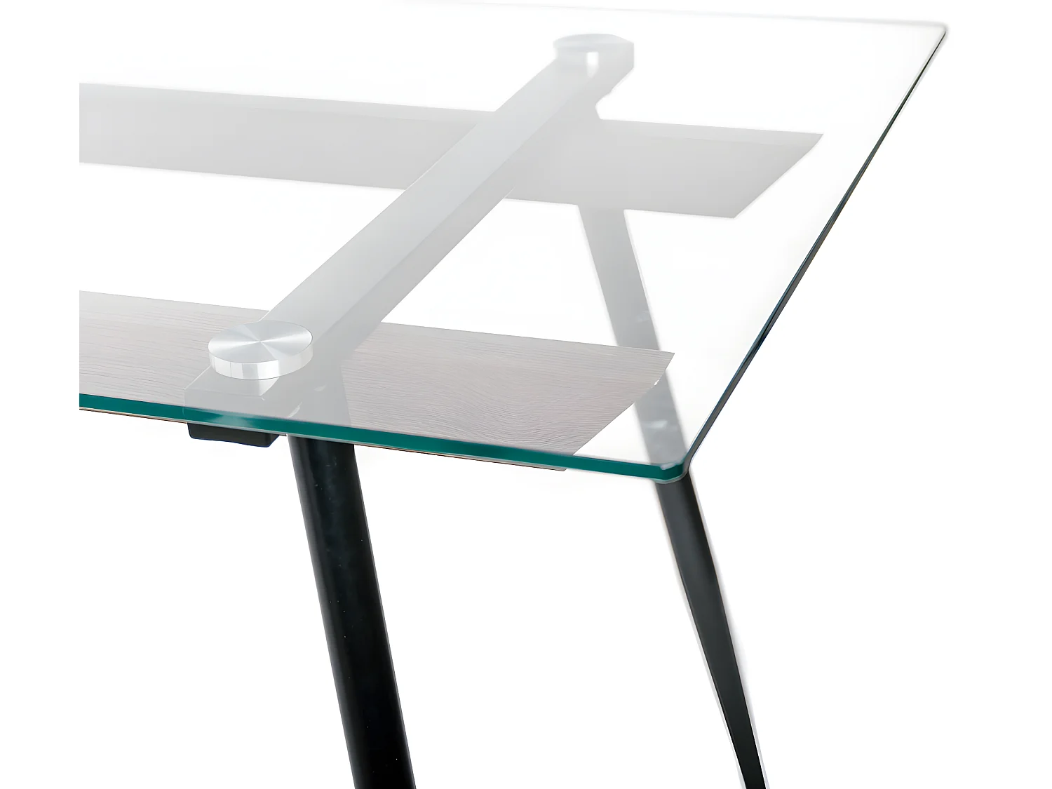 Table à Manger 6 Personnes Structure en métal et Bois avec Plateau en Verre 160x80x75CM