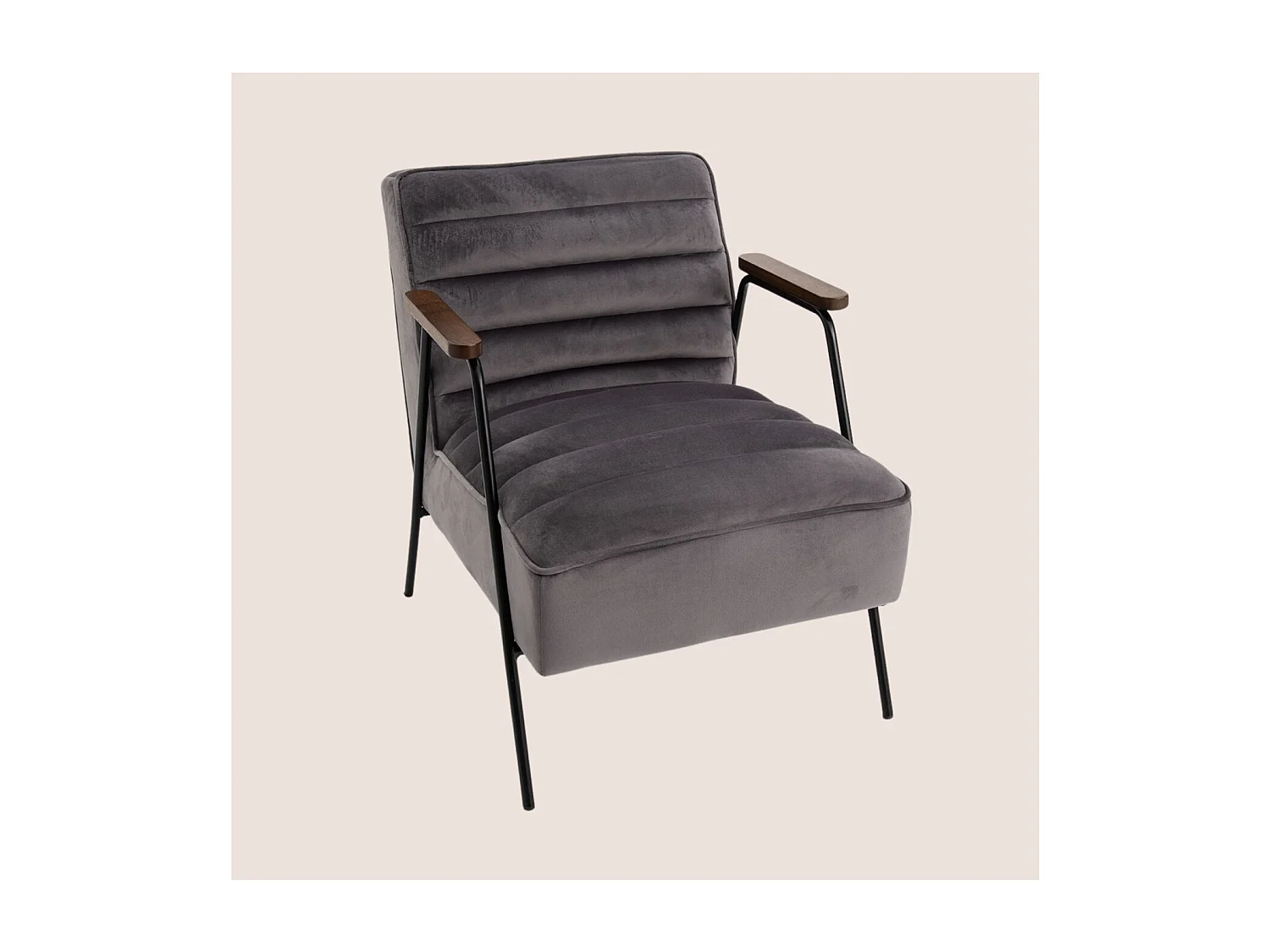 Fauteuil Hutch velours gris