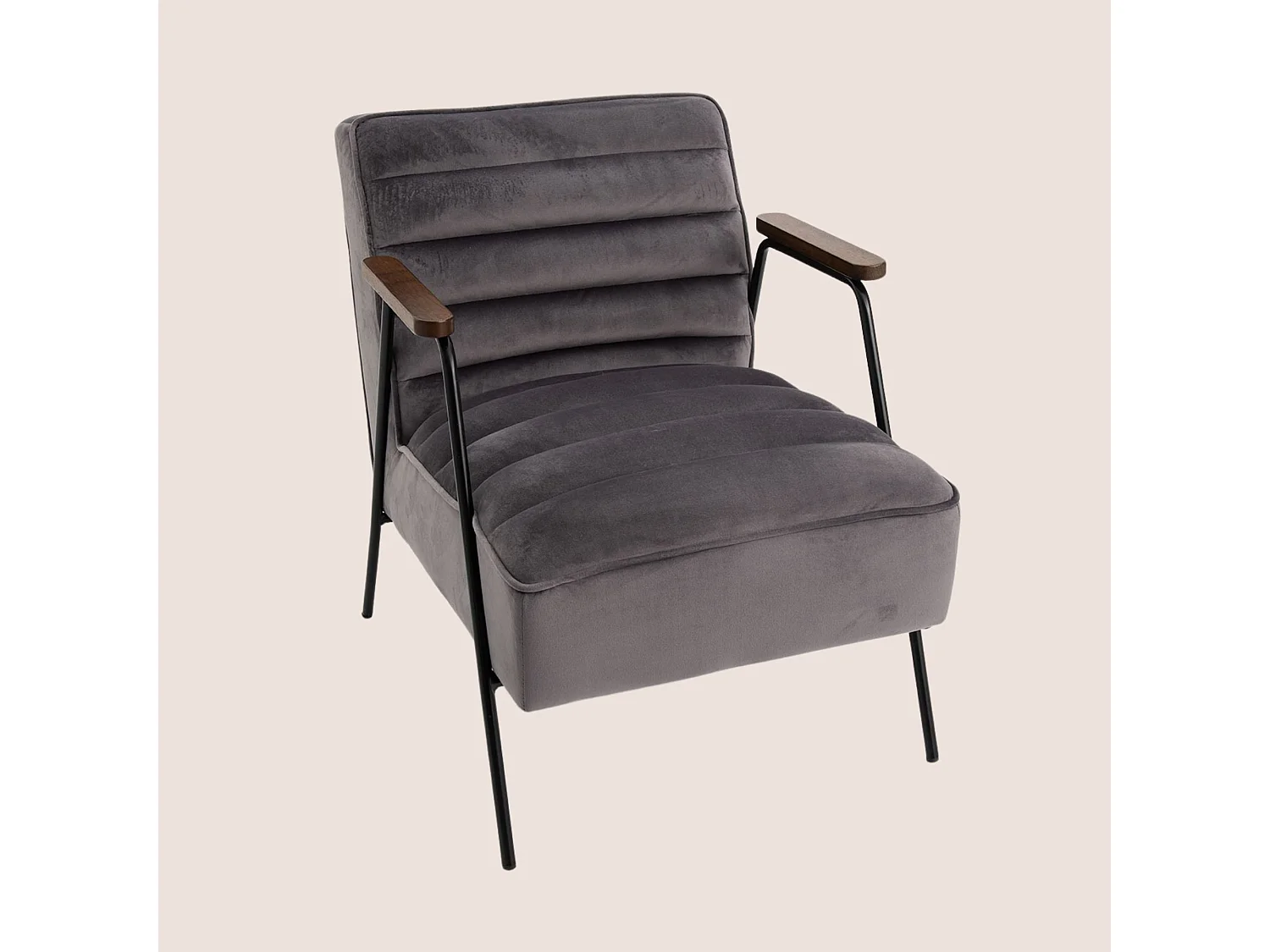 Fauteuil Hutch velours gris