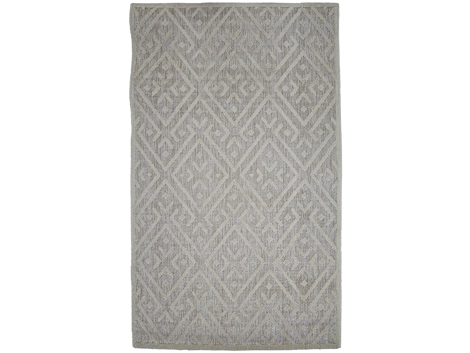 Tapis De Salon, Chambre D 'intérieur Jute Motifs Ethniques Blanc Et Beige Scandinave 100x150 Cm