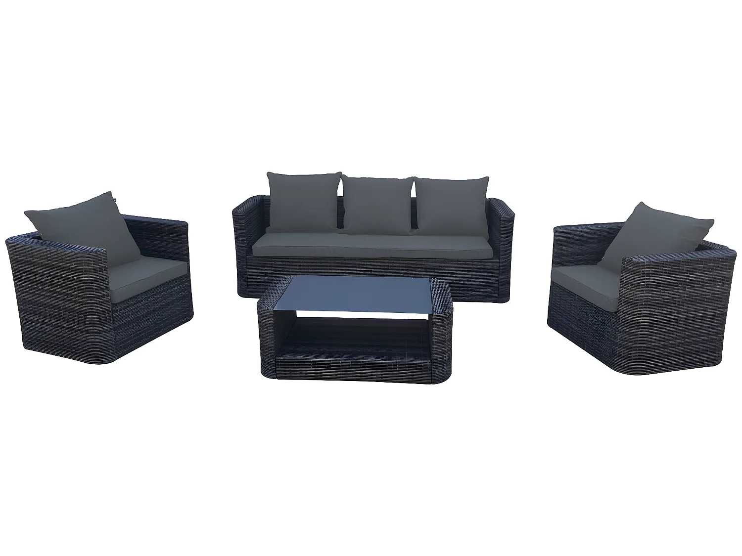 Salon 4 Personnes Dalia Résine Anthracite