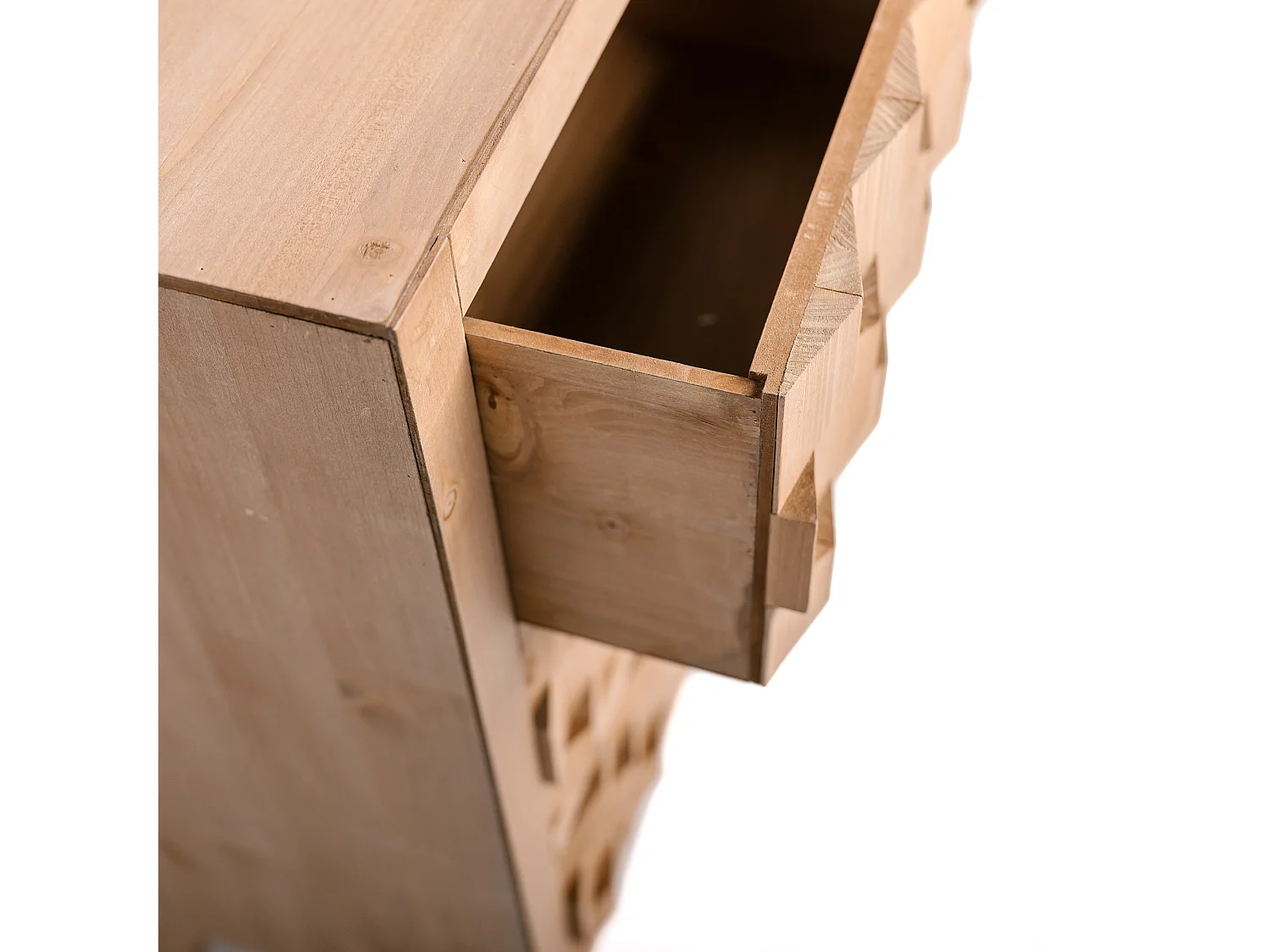 Meuble De Rangement, Commode En Bois Pin Motifs 4 Rangements Scandinave 75x30x78cm