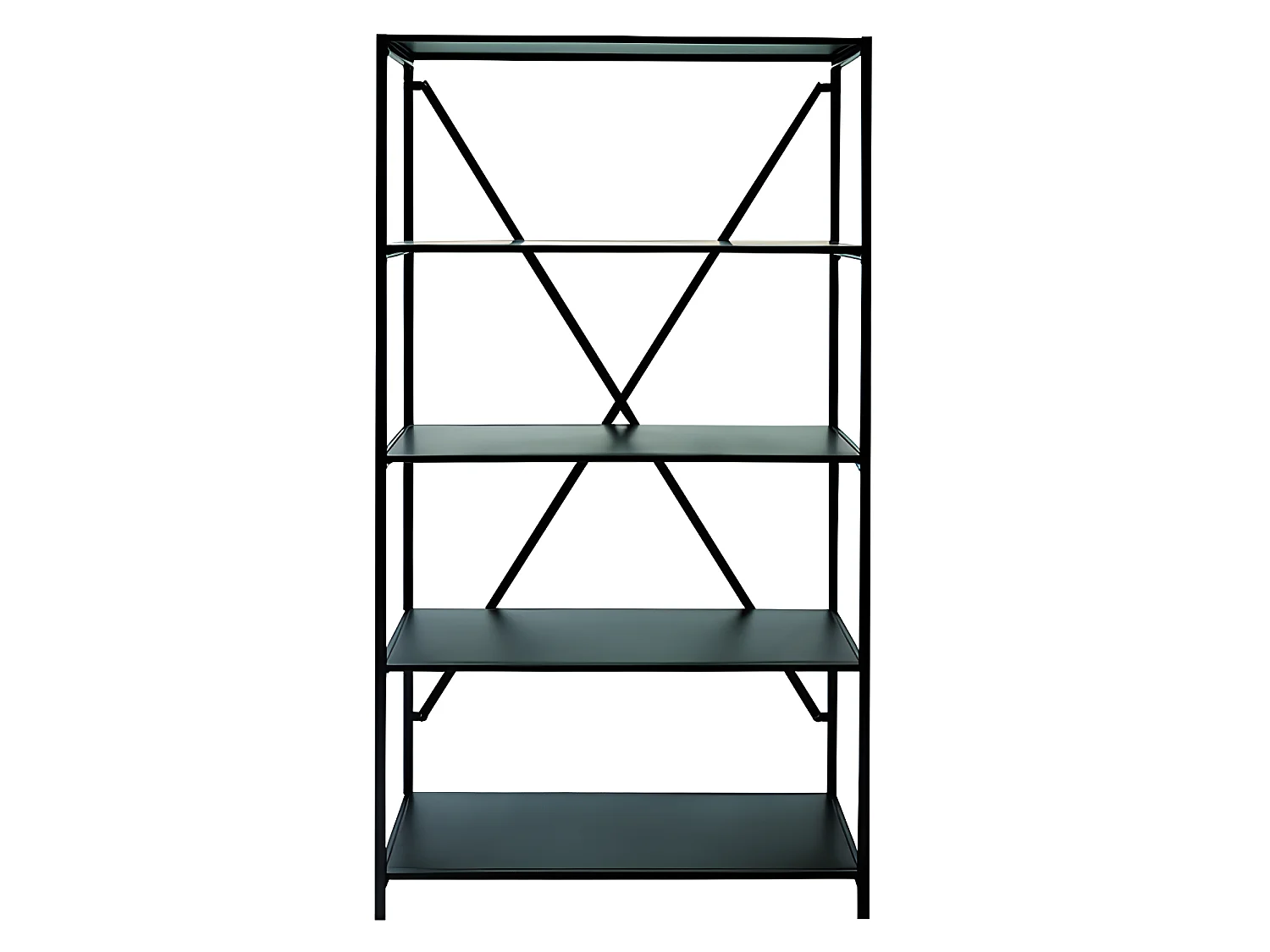 Etagère, Bibliothèque Chambre Salon Avec 5 Plateaux Rangement Industriel Métal Noir 86x36x155cm