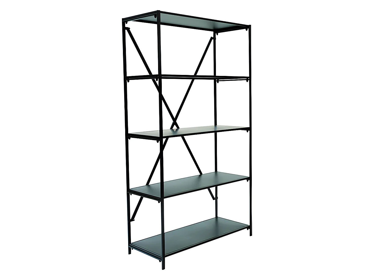 Etagère, Bibliothèque Chambre Salon Avec 5 Plateaux Rangement Industriel Métal Noir 86x36x155cm