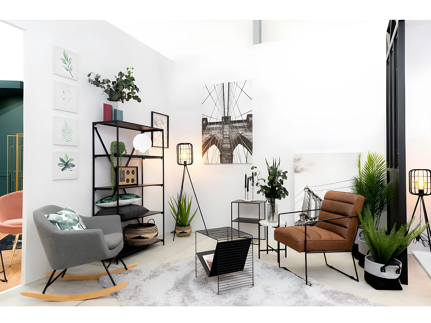 Etagère, Bibliothèque Chambre Salon Avec 5 Plateaux Rangement Industriel Métal Noir 86x36x155cm