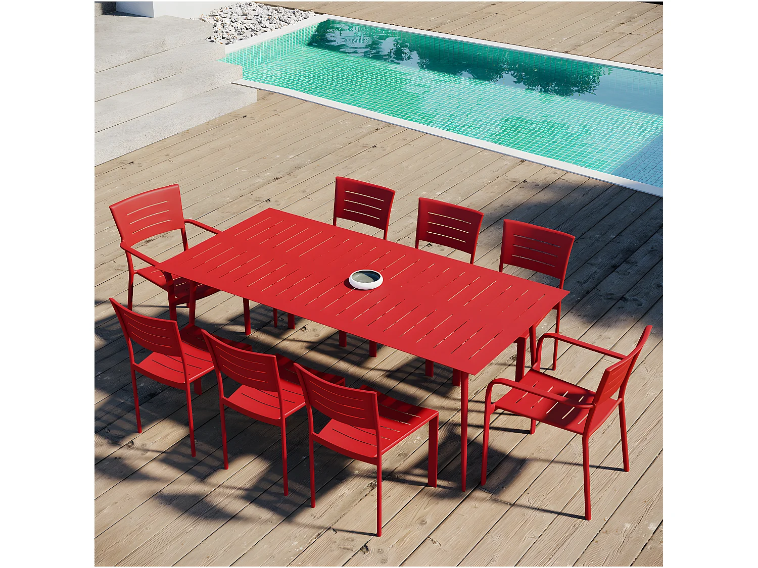 Table Rectangulaire En Aluminium Inari Coloris Piment