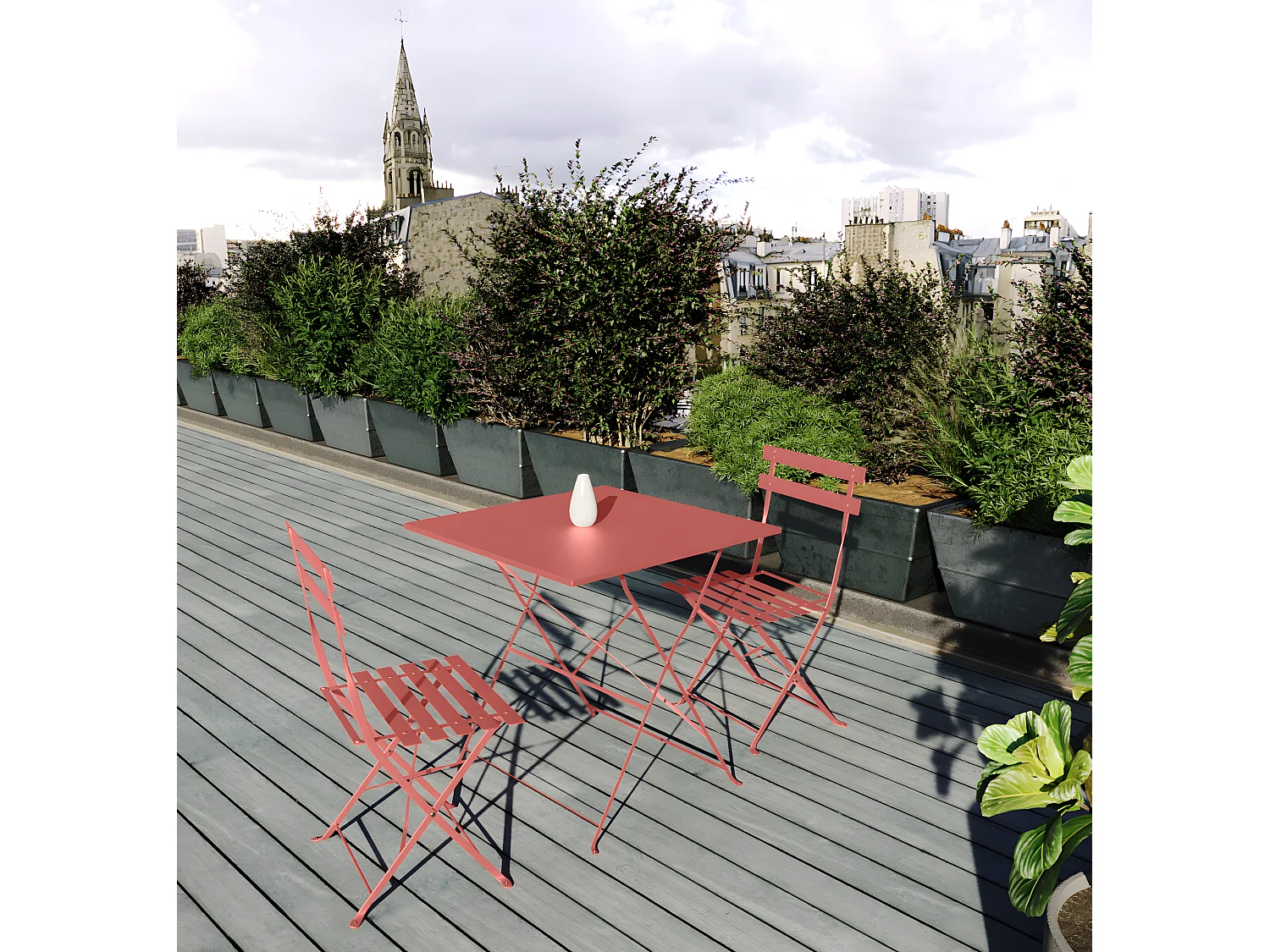 Table Pliante Bistro 70x70 Cm Terracotta