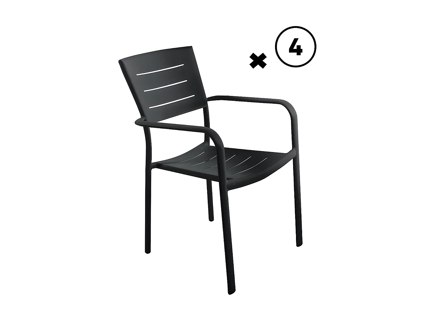 Lot De 4 Fauteuils Empilables Inari Carbone