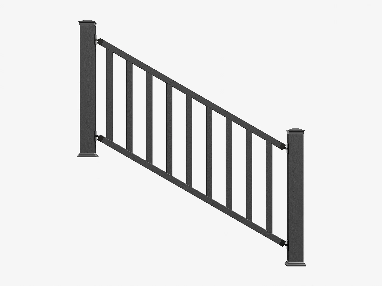 Garde-corps en composite à poser sur escalier - Kit de départ - H100 x L200 cm - Anthracite - GUARO
