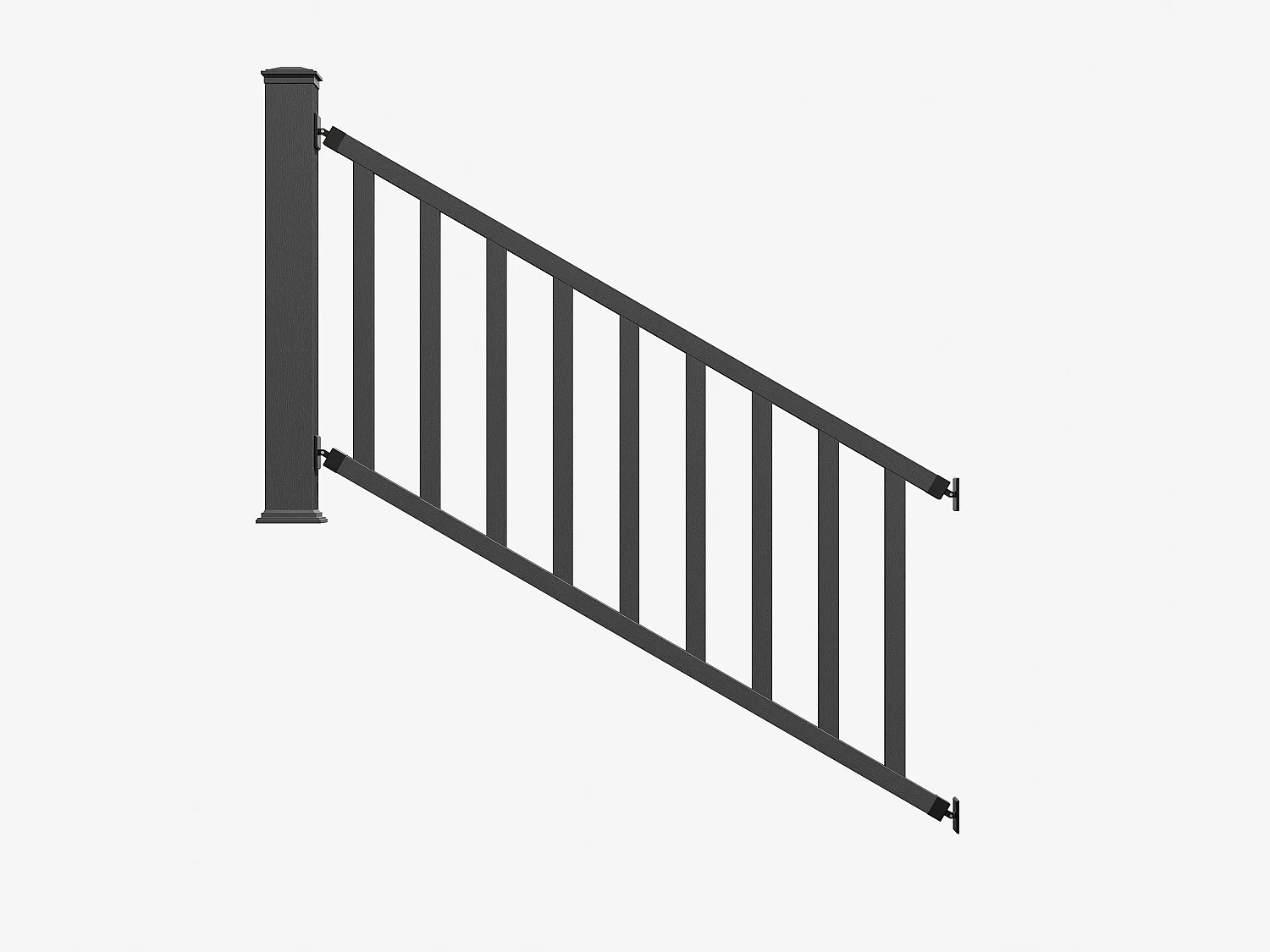 Garde-corps en composite à poser sur escalier - Kit extension - H100 x L200 cm - Anthracite - GUARO